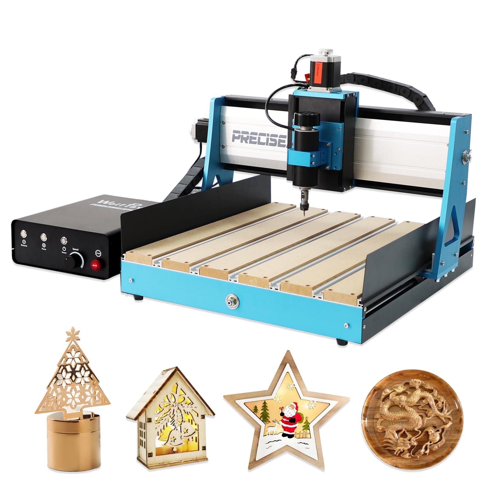 CNC Router Machine PreciseaMAX with Ball Screws, 500W Spindle 3-Axis All Metal Engraving Milling Machine, Fast Speed for Wood Metal Acrylic PCB MDF, Working Area 400X400X105mm (Preciseamax)