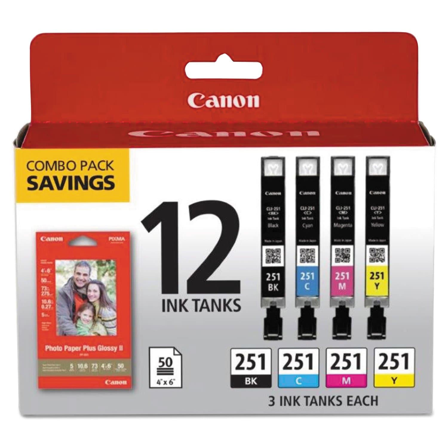 Canon CLI-251 Genuine 12 Color Combo Pack, Compatible with MG7520, MG5620, and MG6620 Printers