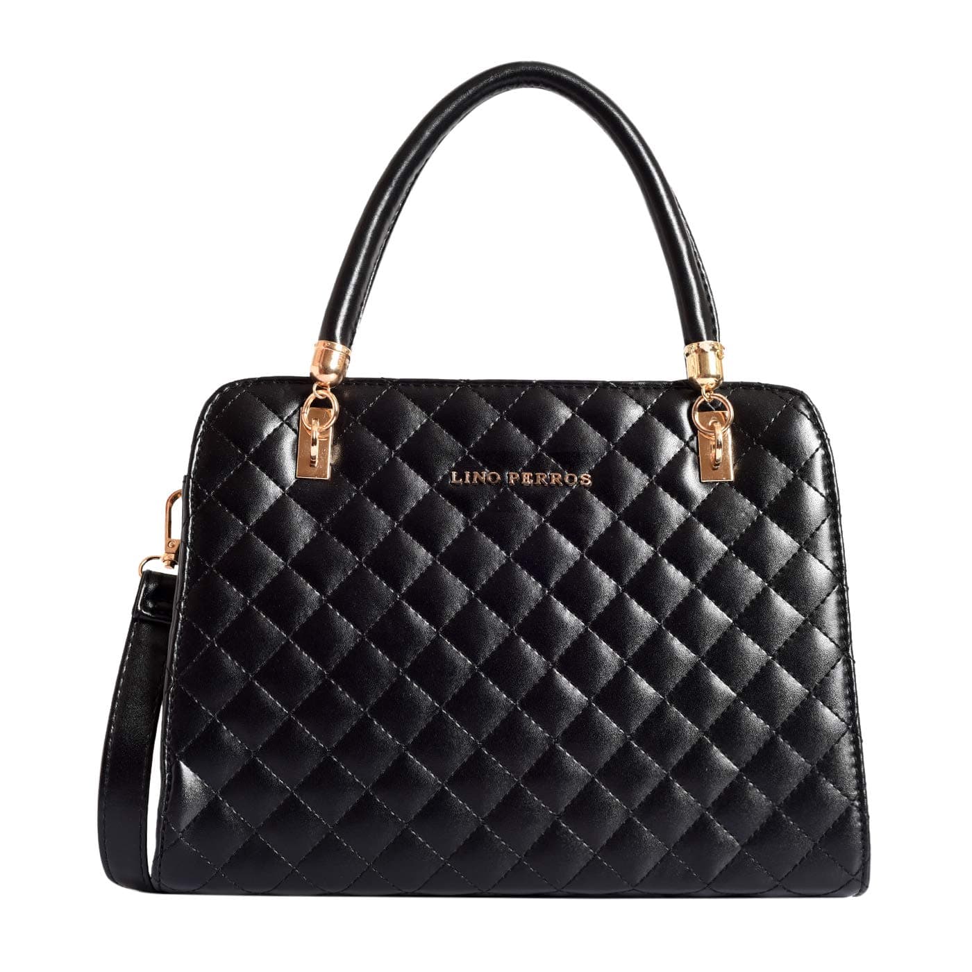 Faux Leather Handbag (BLACK)