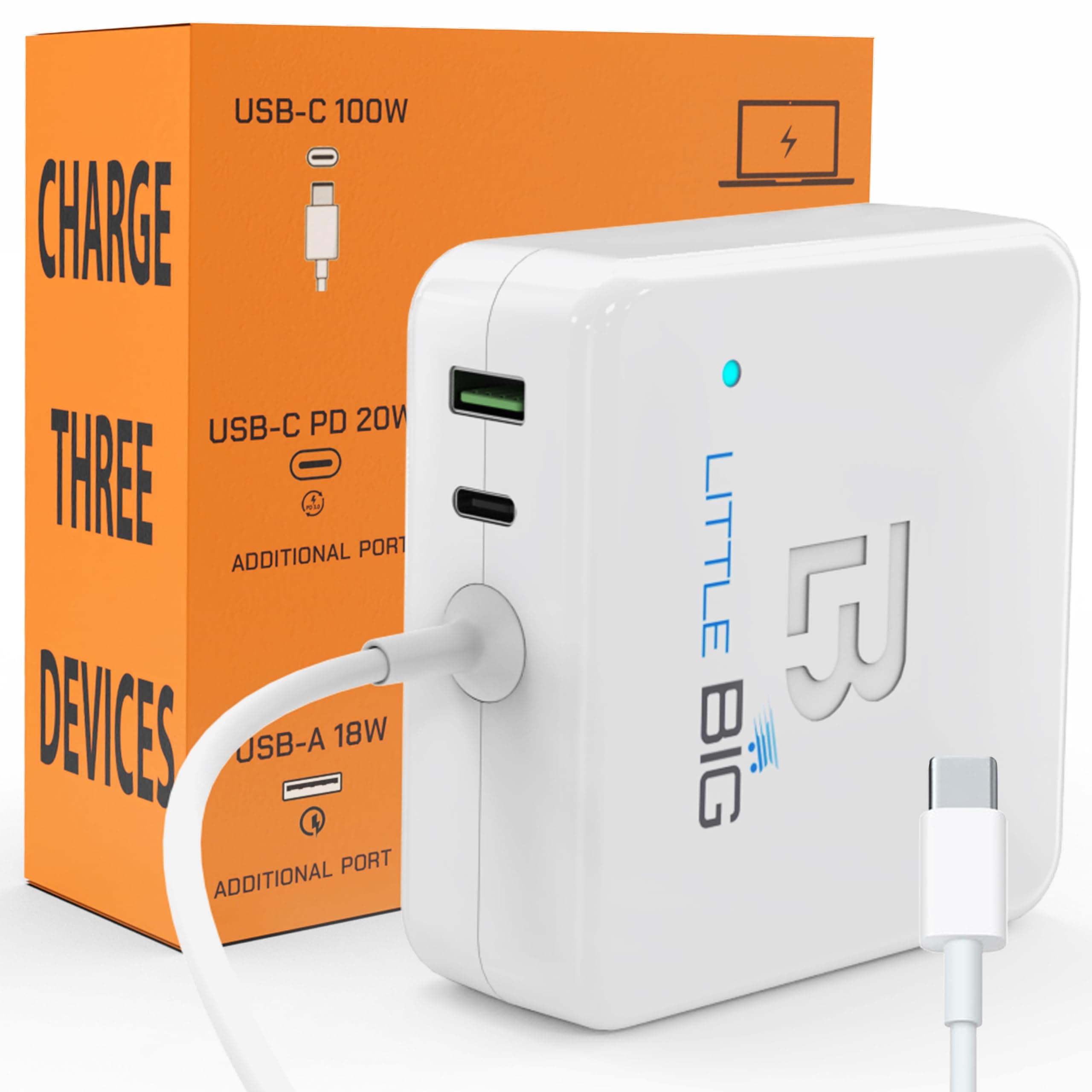 Mac Book Pro Charger - 100W USB C Fast Charger for MacBook Pro - with Additional Charging Ports (USBC & USB), Extra-Long 131-inch Charger, Compatible with MacBook Pro and MacBook Air 13" - 16"