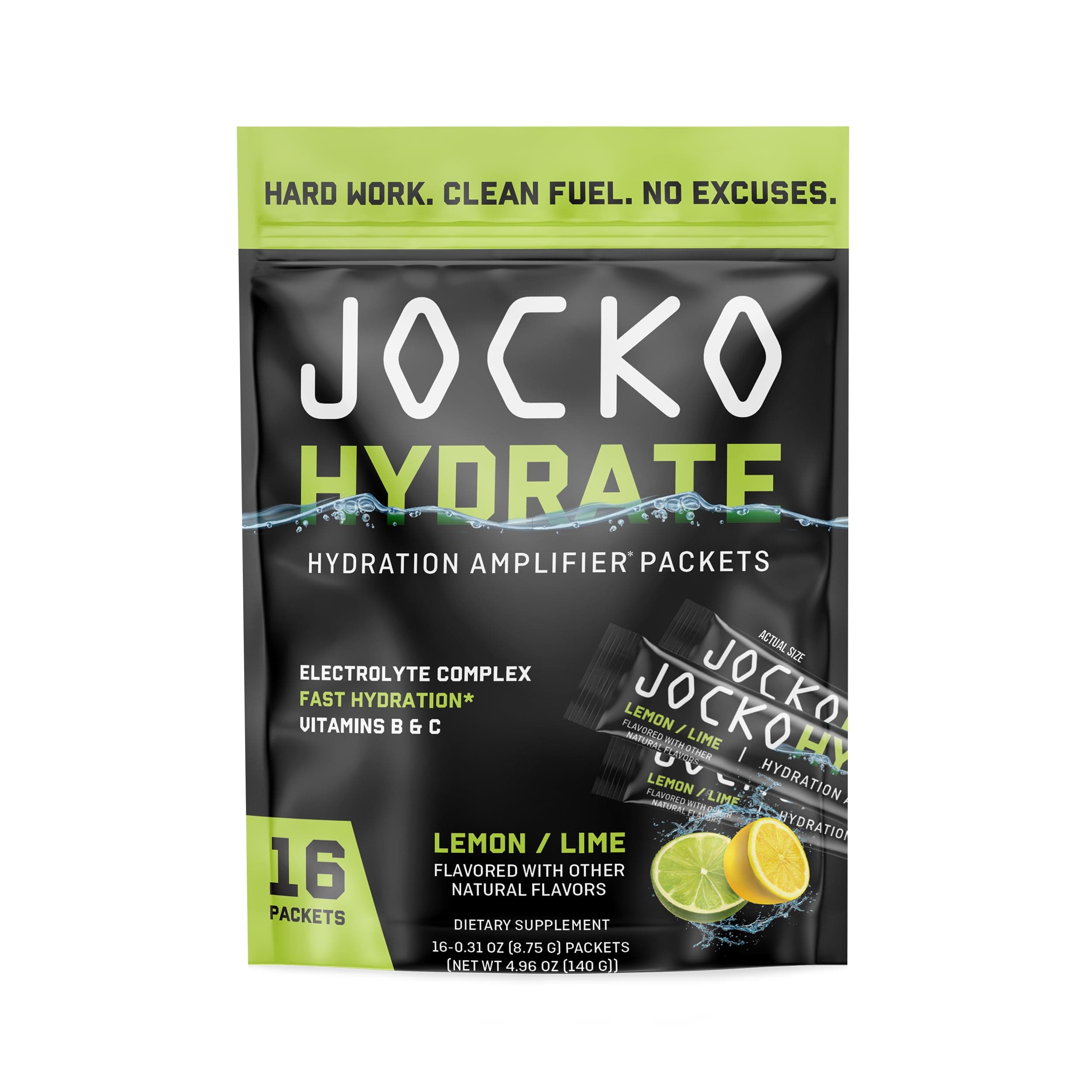- Jocko Fuel Packets Low Sugar - Hydration Amplifier Packets for Recovery, Dehydration, & Exercise - with Vitamins B6, B12 & C (16 Packets) Lemon Lime