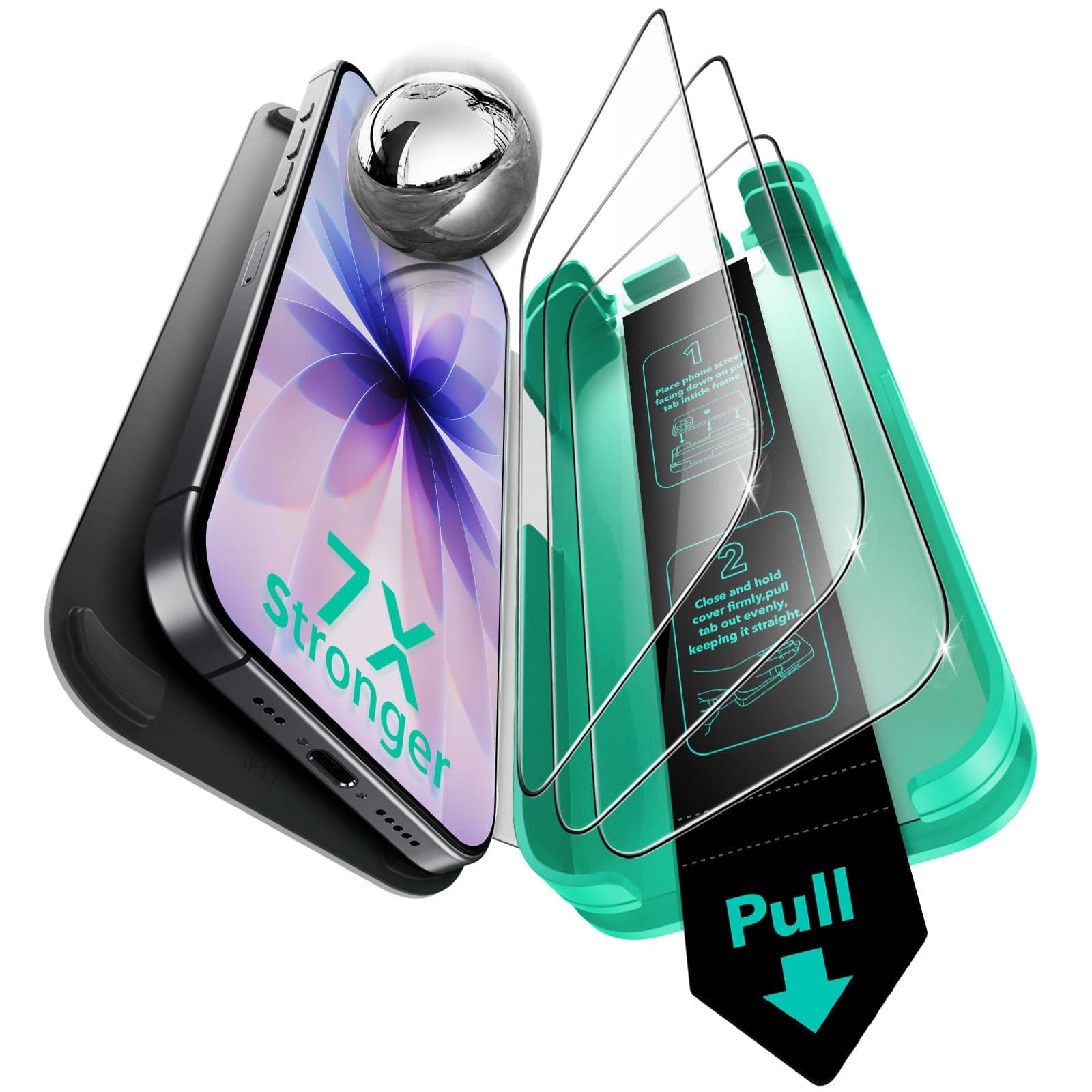 ESR 3 Pack 9H+ Glass for iPhone 17/iPhone 16 Pro Screen Protector, [Military-Grade Shatterproof], with AR Anti-Reflective Technology, Armorite Ultra-Tough Tempered Glass with Ultra Fit Tray