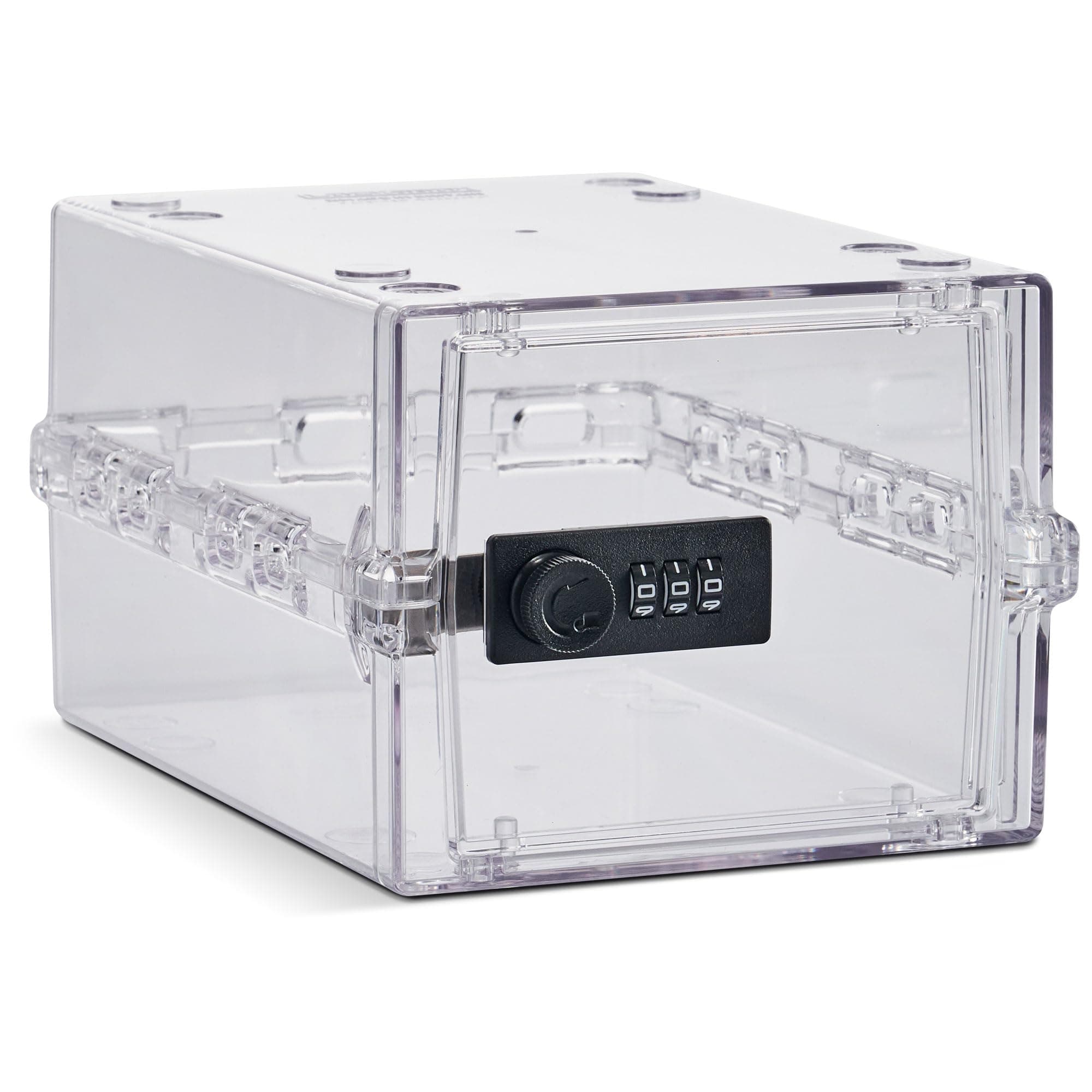 Lockabox Mini™ | Small Lockable Box with Combination Lock (3L) | Mini Storage Lock Box for Small Medicines, Snacks & Mobile Phones | External Size 22.3 x 15.4 x 12 cm (Crystal)