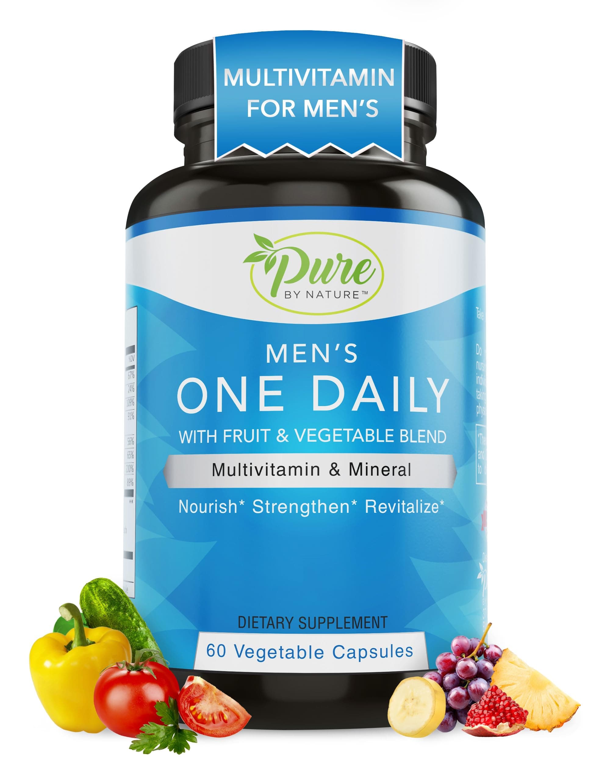One-Daily Multivitamin for Men, Immune Support Supplement with Non-GMO Ingredient, Vitamin & Minerals for Energy, 60 Veggie Capsules
