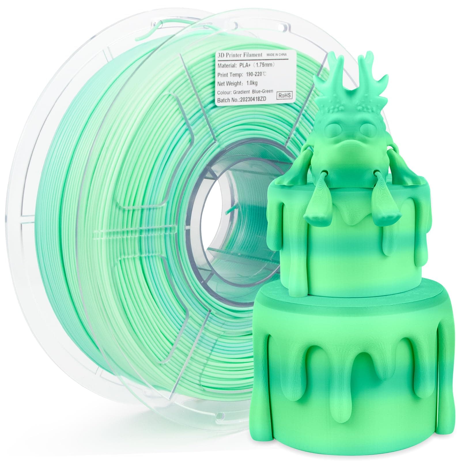 Matte PLA Filament 1.75mm, Rainbow Multicolor Fast Change 3D Printer Filament, Macaron Gradient Filament 1KG/Spool, Dimensional Accuracy +/- 0.02 mm