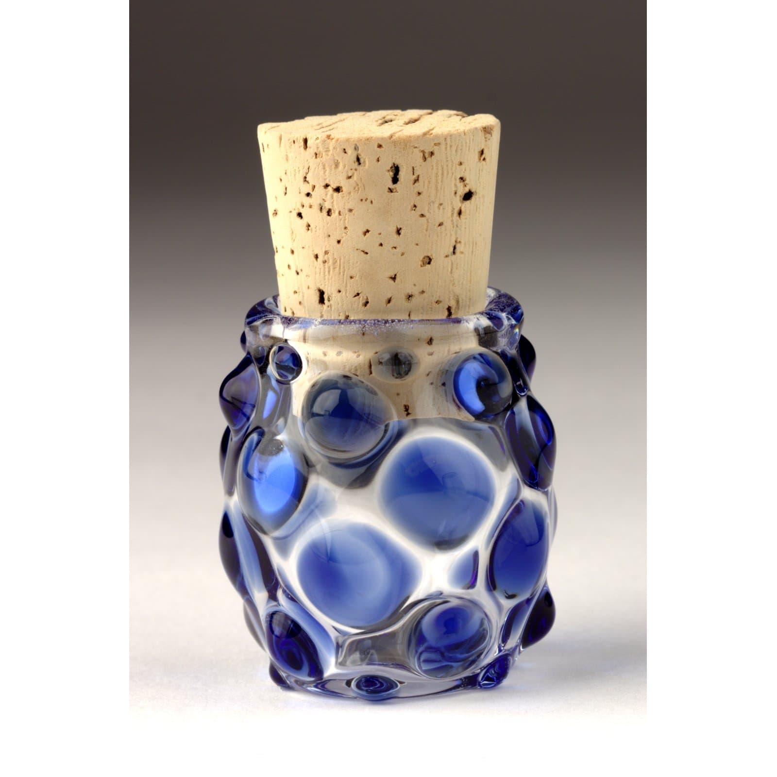 Blown Glass Small Polka Dot Jar - Blue