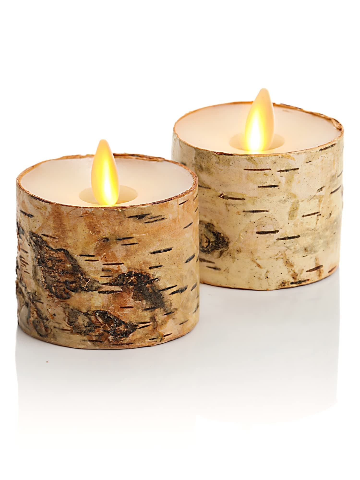 Flameless LED Tea Light Candle, 1.4" x 2", Pack of 2, Birch, Pearl Ivory, Real Flame, Battery Operated w/Remote Timer Function, Paraffin Wax