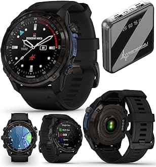 Wearable4U Garmin Descent Mk3 & Mk3i 51 mm & 43 mm, Titanium Dive Computer +Extra-Long Strap | Up to 25 Days Battery Life, AMOLED Display, GPS Smartwatch Gift Bundle (010-02752-10)