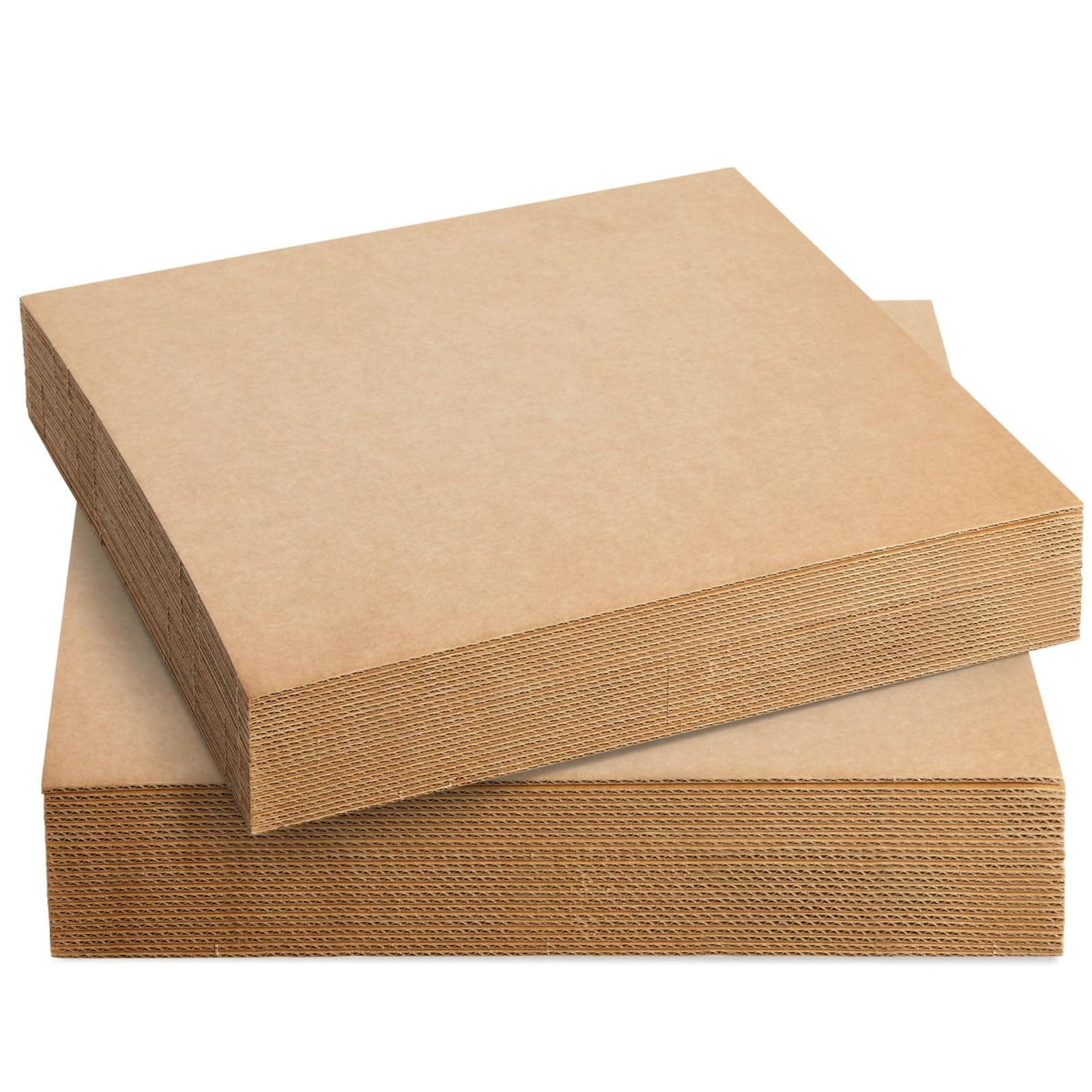 Juvale 12x12 Corrugated Cardboard Sheets 24 Pack Bulk Flat Square Inserts for Packing, Mailing, Crafts