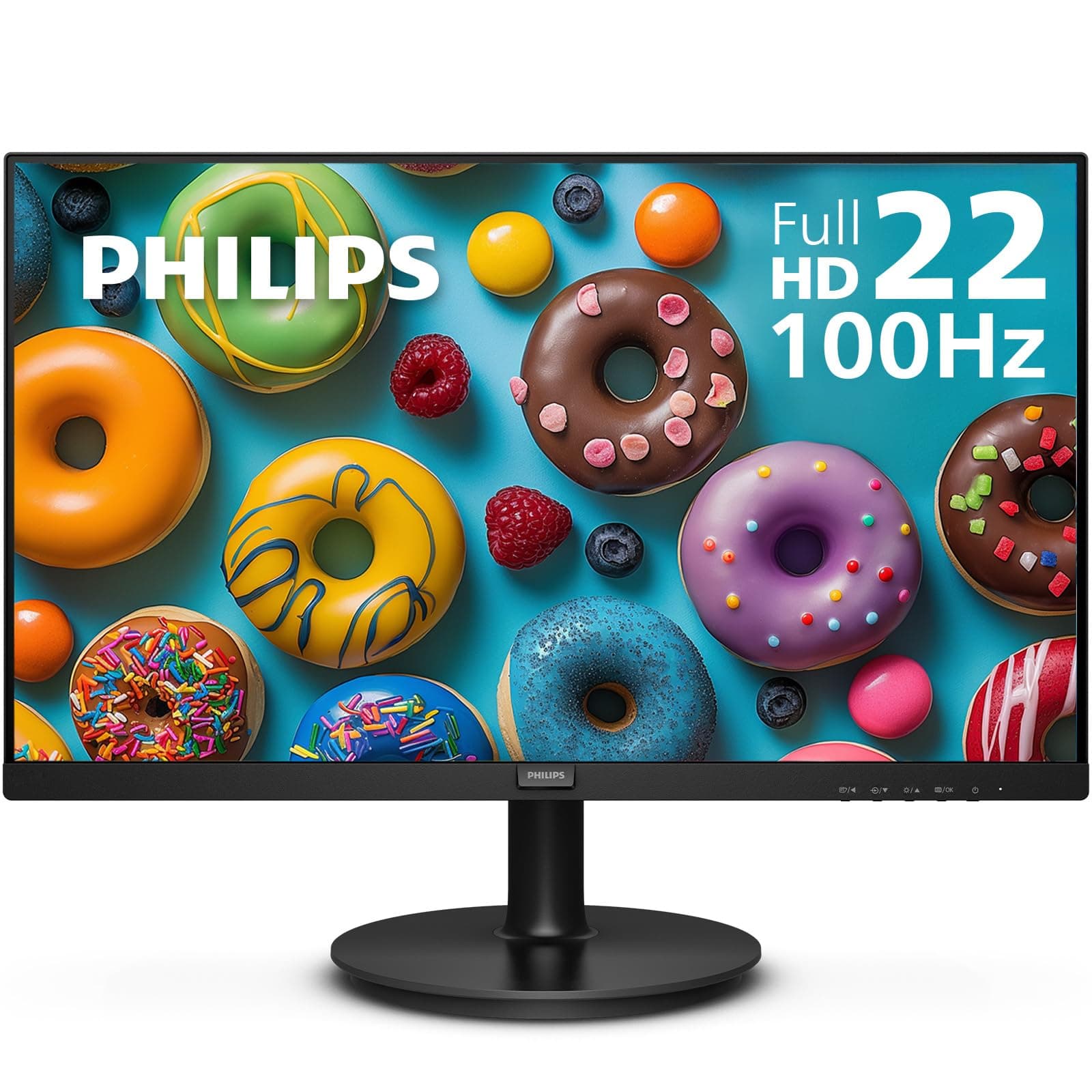 Philips 221V8LB 22 inch Class Thin Full HD (1920 x 1080) Monitor, 100Hz Refresh Rate, VESA, HDMI x1, VGA x1, LowBlue Mode, Adaptive Sync, 4 Year Advance Replacement Warranty