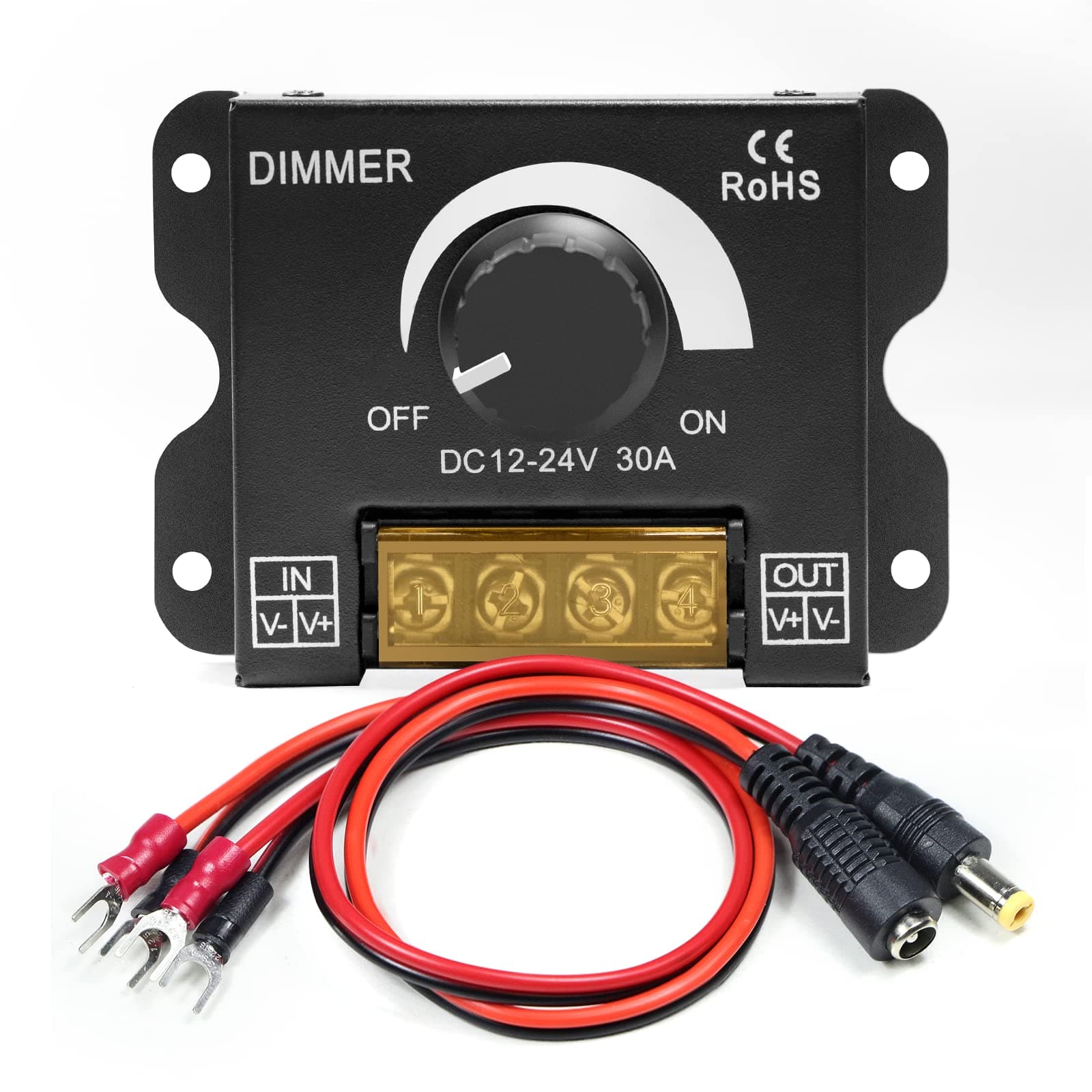 CTSC Light Strip Dimmer - DC 12V/24V 30A Dimmer - LED Dimmer Relay - Silent, dimmer suitable for Monochrome Strip Light (B2 Black)