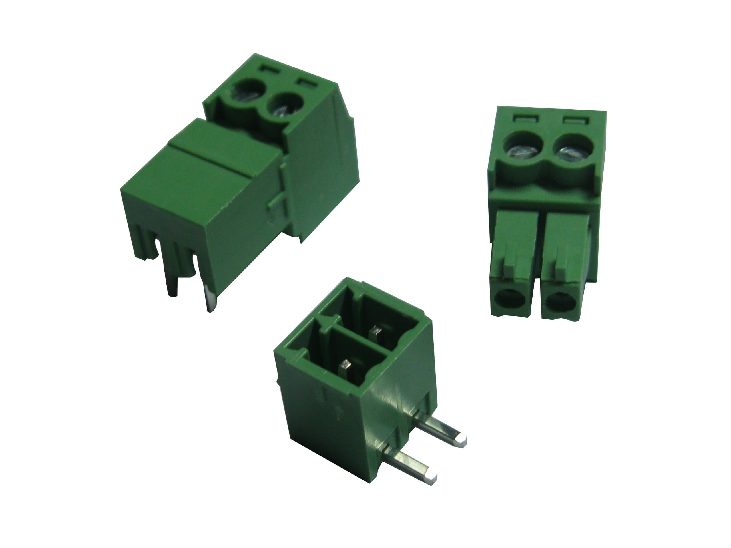 10 Pcs Pitch 3.5mm Angle 2way/pin Screw Terminal Block Connector w/Angle Pin Green Color Pluggable Type Skywalking