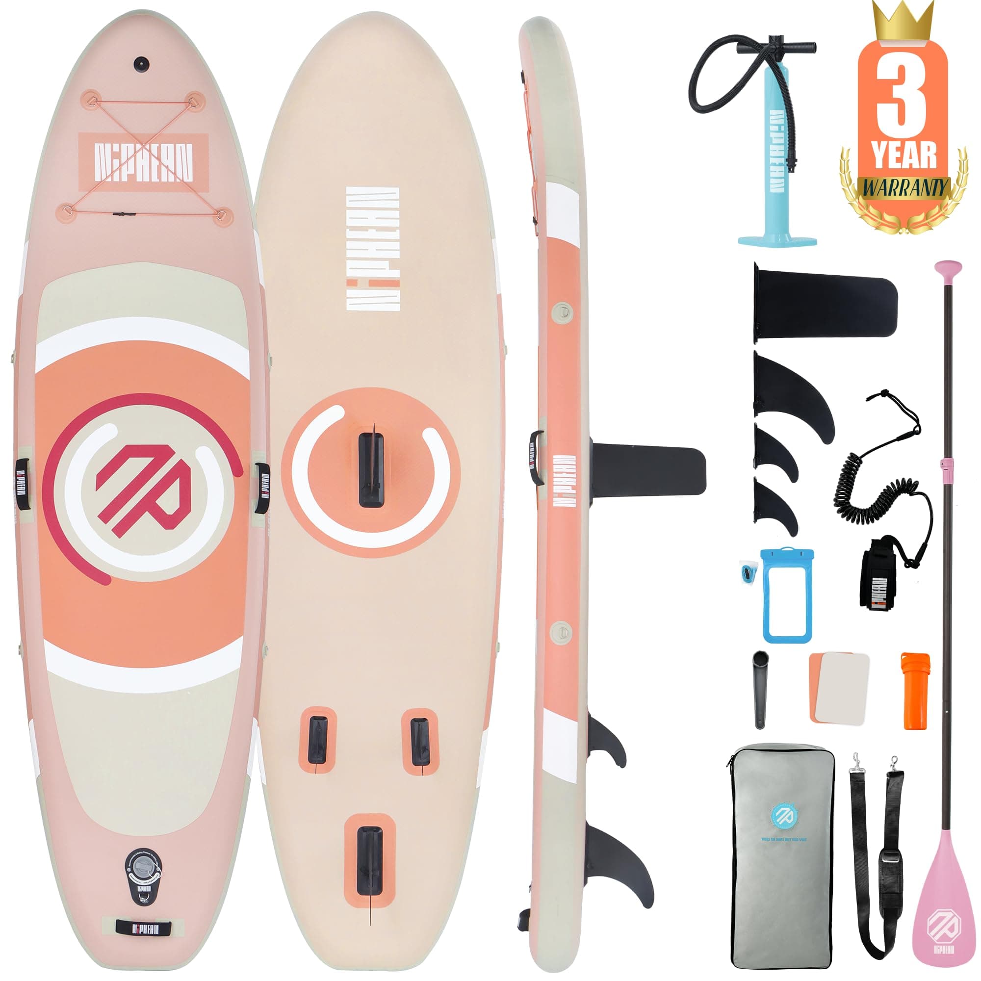Niphean（Ultra-Light）Inflatable Paddle Board with (Beginner Friendly) StabilTrac Fin and Durable SUP Accessories, 10' Stand Up Paddle Boards for Adults & Youth, Versatile Yoga Paddle Board, Gift Ideas