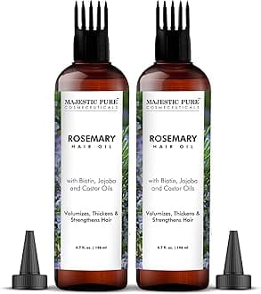 100% Pure Oil with Biotin for Hair Care, Strengthening, Nourishing and Volumising Formula with Jojoba Oil and Castor Oil - GMO Free Verified (6.7 Fl Oz (Pack of 2), Rosemary)