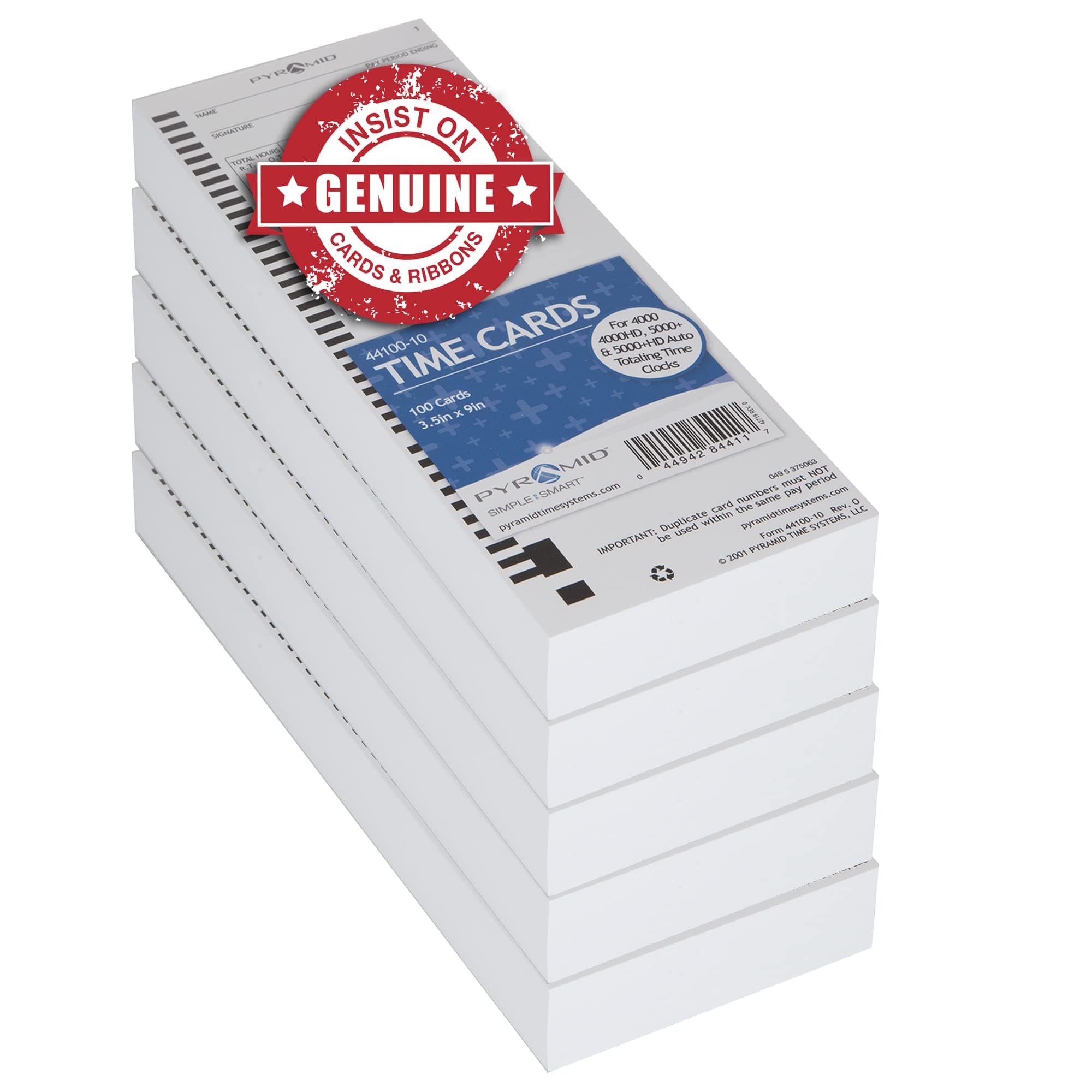 Pyramid Time Systems44100-10PK5, 500 Count Genuine and Authentic Time Cards for 4000, 4000Pro, 4000ProK and 5000 Series Time Clocks from Pyramid, Time Cards