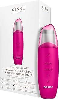GESKE SmartAppGuided™ MicroCurrent Skin Scrubber & Blackhead Remover | 9 in 1 | Skincare Tool | Pores Cleaner | Anti-Aging and Cleansing | Professional face Lift | Blackheads Removal & Extraction