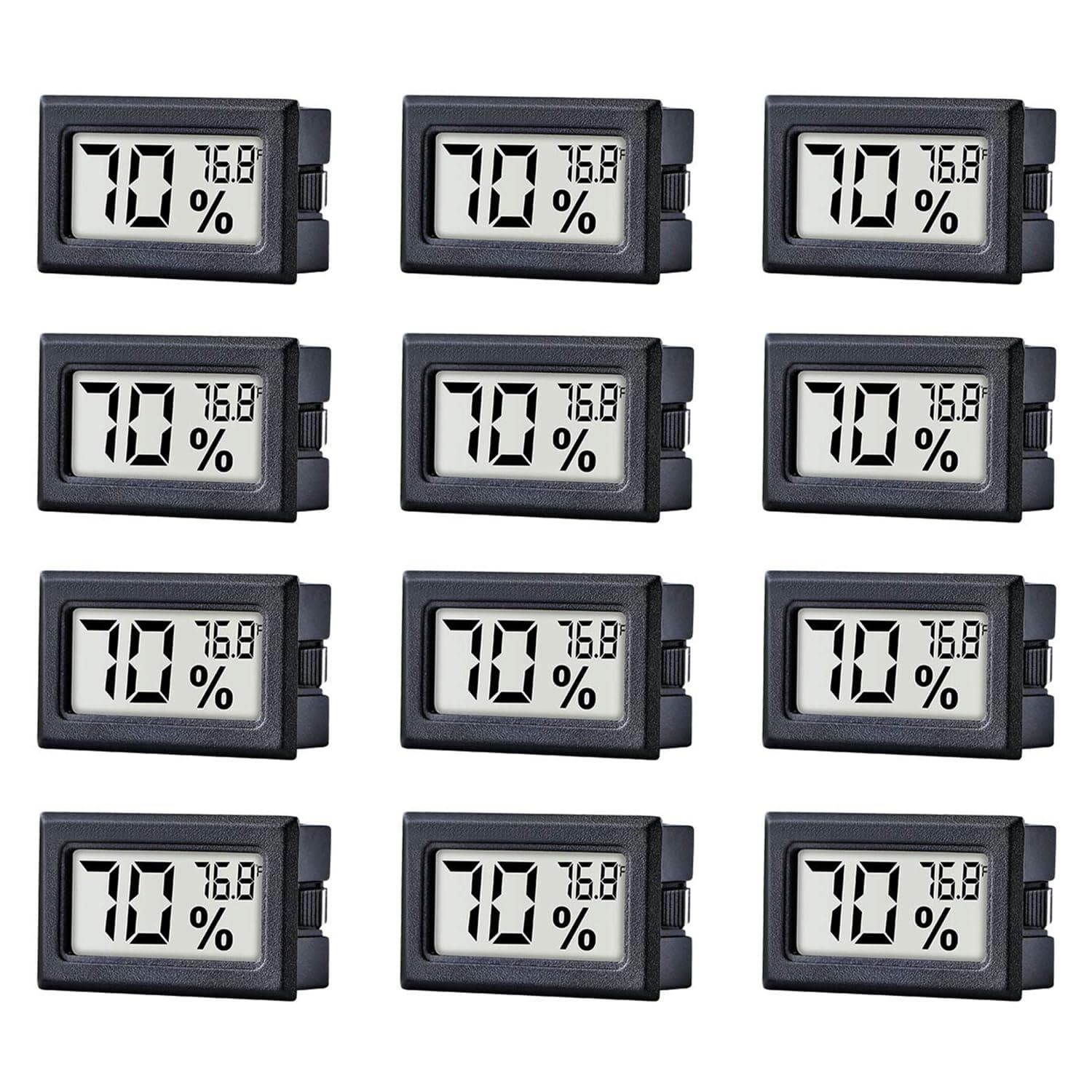 TAIWEI 12 Pack Mini Small Digital Electronic Temperature Gauge Indoor Thermometer LCD Display Fahrenheit (℉) for Greenhouse, Garden, Cellar