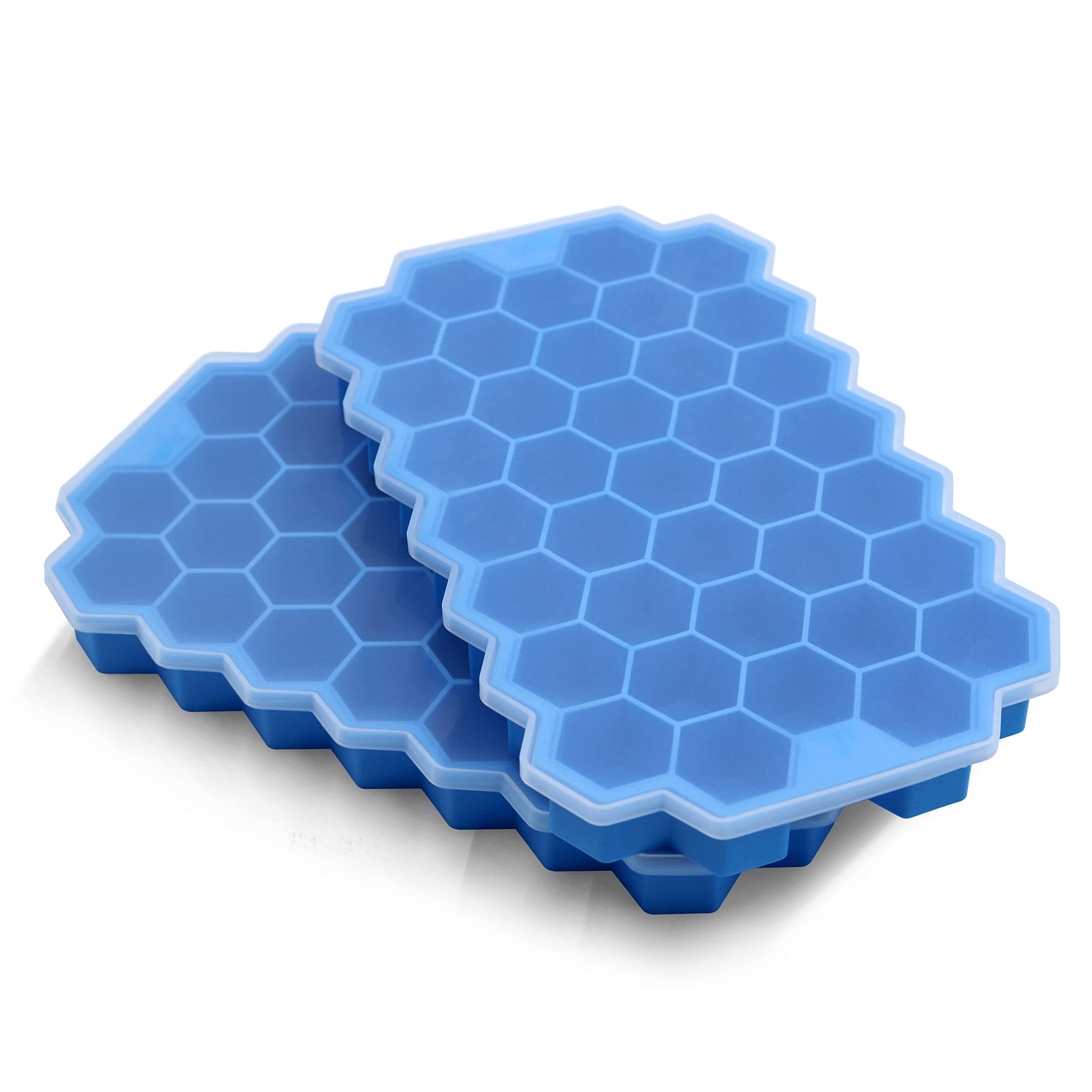 Ice Cube Trays for Freezer with Lid-37 Grid Silicone Ice Cube Tray with Lid for Small Ice Cube Molds,Easy-Release Reusable Ice Cube in Ice Bucket for Iced Coffee Cup