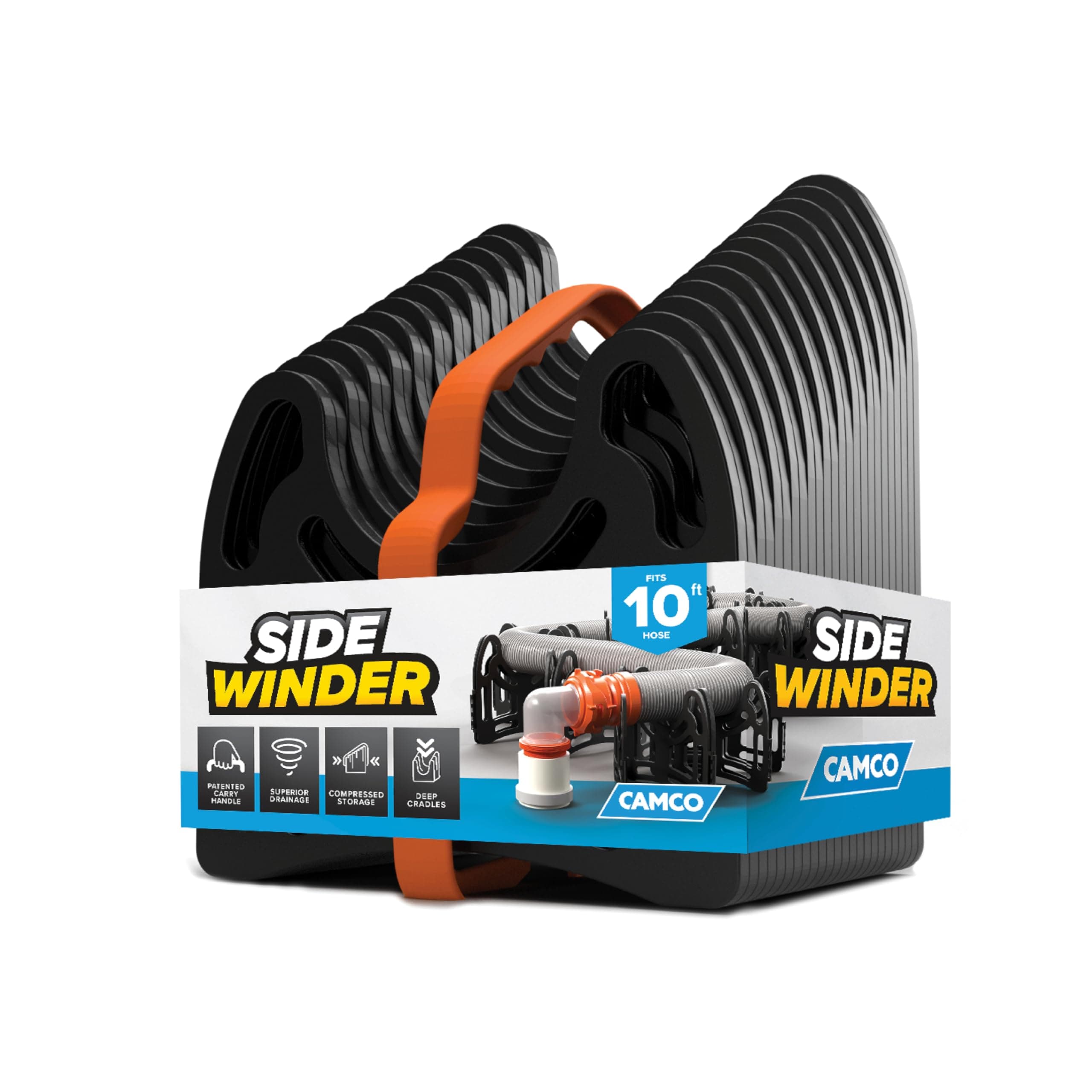 Sidewinder 10-Ft RV Sewer Hose Support - Flexible Telescoping Design for Avoiding Obstacles & Deep Cradles Secure RV Sewer Hose - Out-of-the-Box Ready & Folds for RV Storage (43031)