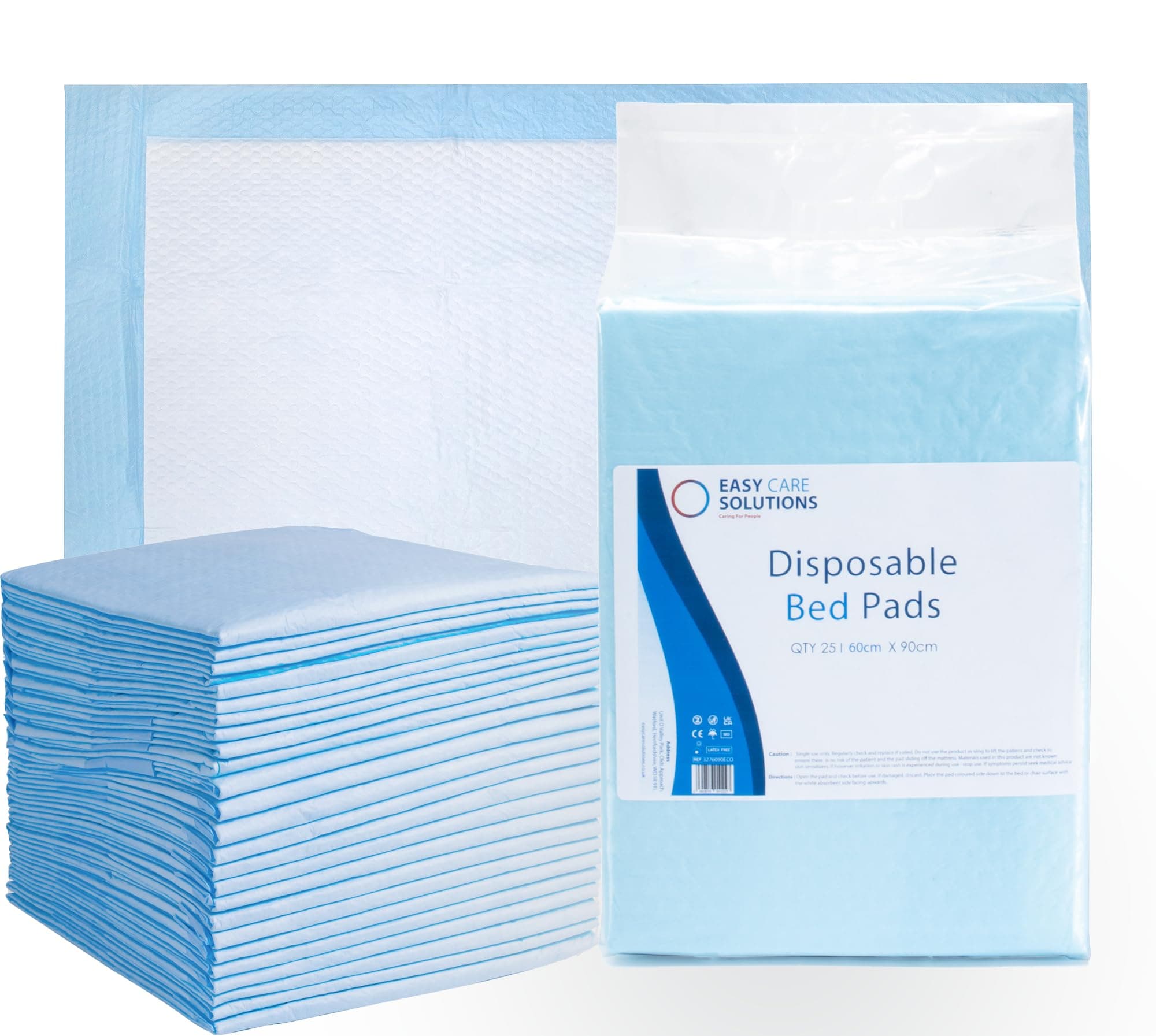 – 100 x Easy Care Solutions 60 x 90 cm | Disposable Incontinence Bed Pads | High Absorbency Underpads, Bed Mats, Mattress Protectors, Incontinence Pads | 4 Packs of 25