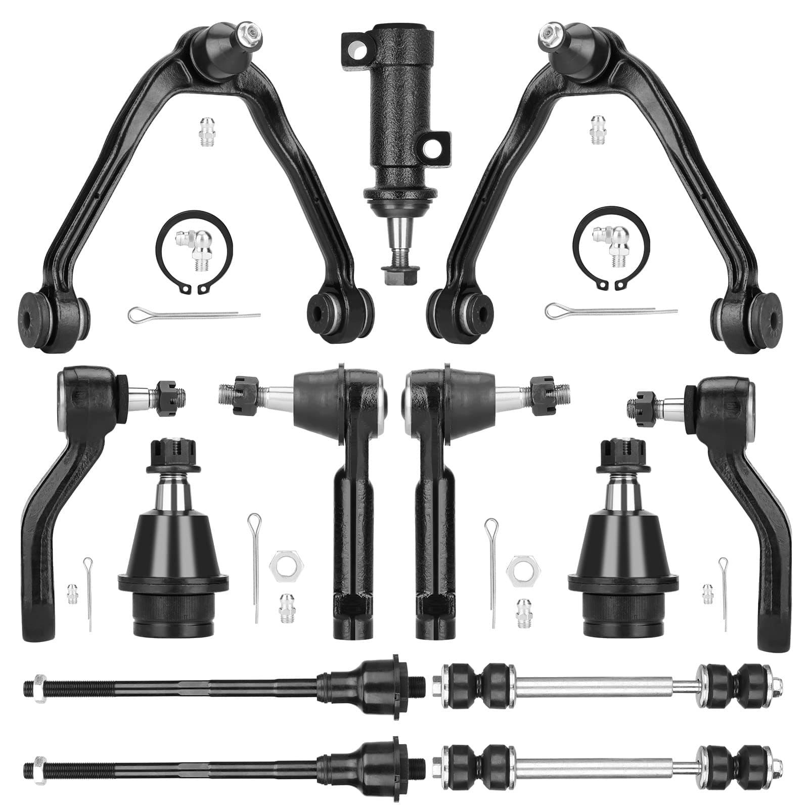 4WD Front Upper Control Arms Ball Joints Suspension Kit for Chevy Avalanche Silverado Suburban GMC Sierra 1500 Cadillac Escalade 2002-2006, Tahoe Yukon 2000-2006 - 13pc Set