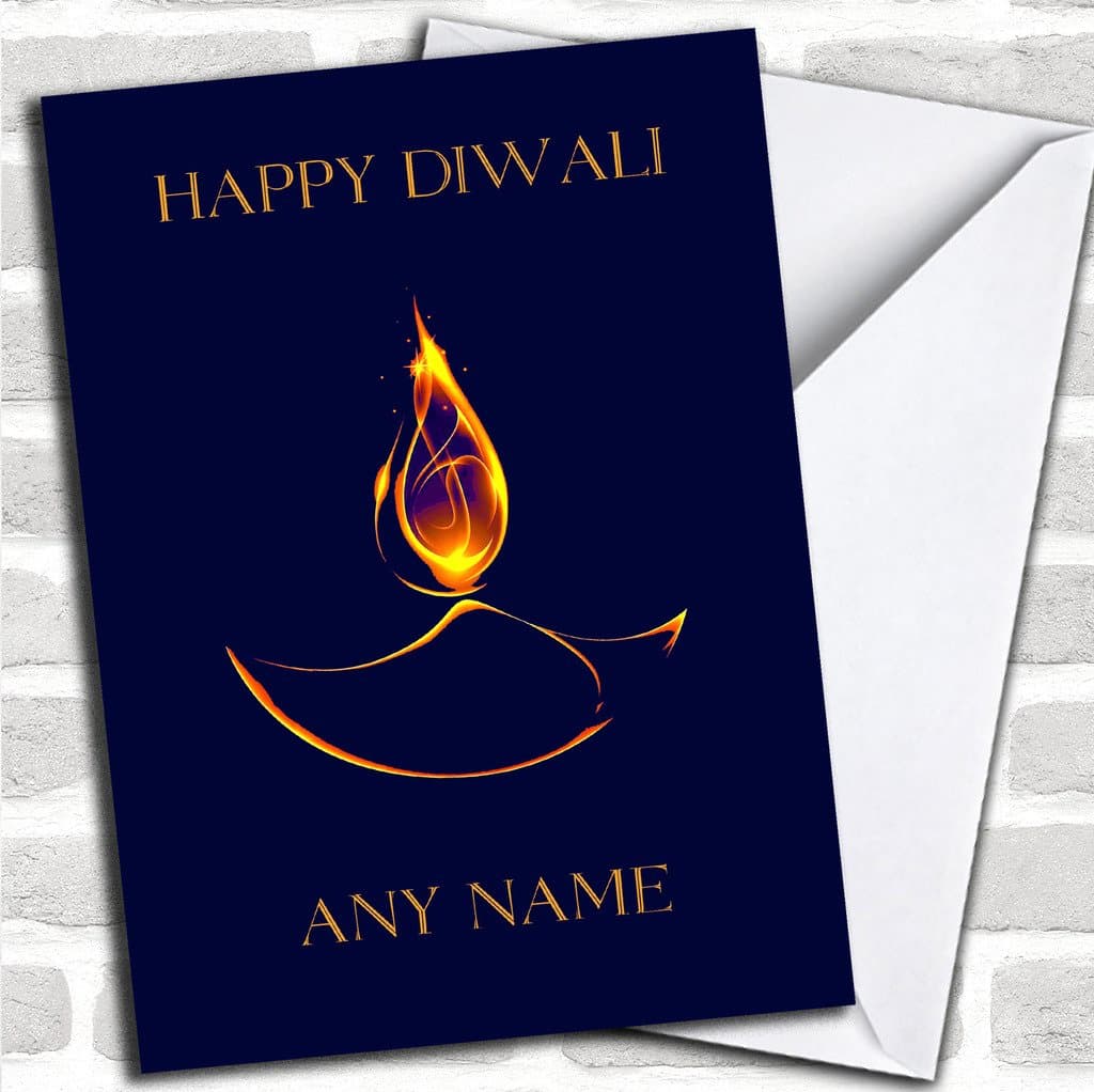 Blue Flame Personalized Diwali Greetings Greetings Card