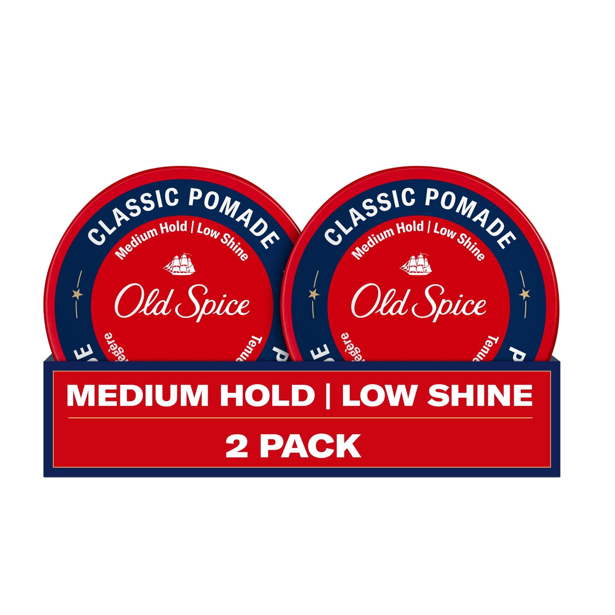 Old Spice Classic Pomade for Men Twin Pack, Medium Hold, Low Shine Hair Wax, For All Hair Types, 2.22 Oz Each (Set of 2)