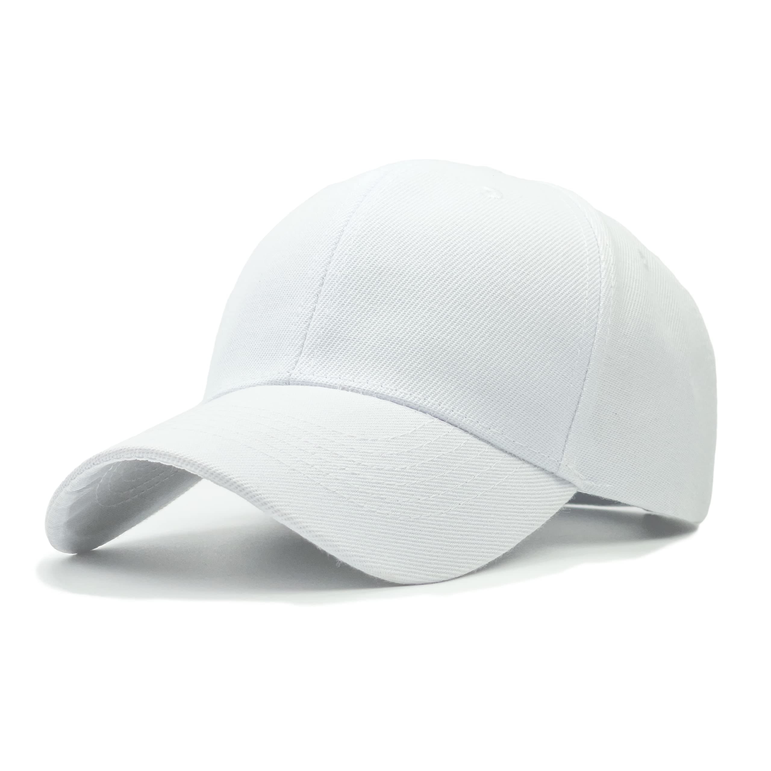 Structured Baseball Cap with Adjustable Closure - Performance Hat for Outdoor Activities and Custom Embroidery (1pc White)