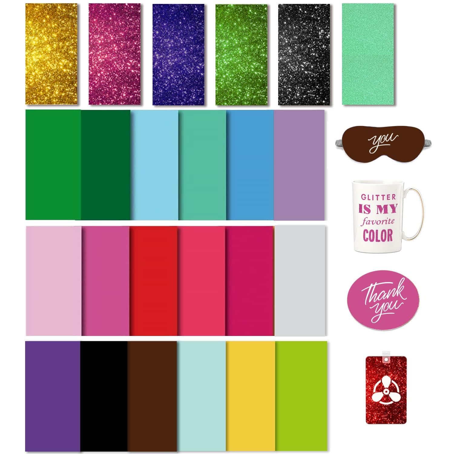 Transfer Ink Sheets for Heat Press Machine, Solid Color Transfer Paper Sublimation for Cricut Mug Press, 24pcs, 4.5"x12" Glitter Pre-Inked Sublimation Paper for T-Shirts Cup Coasters Mug
