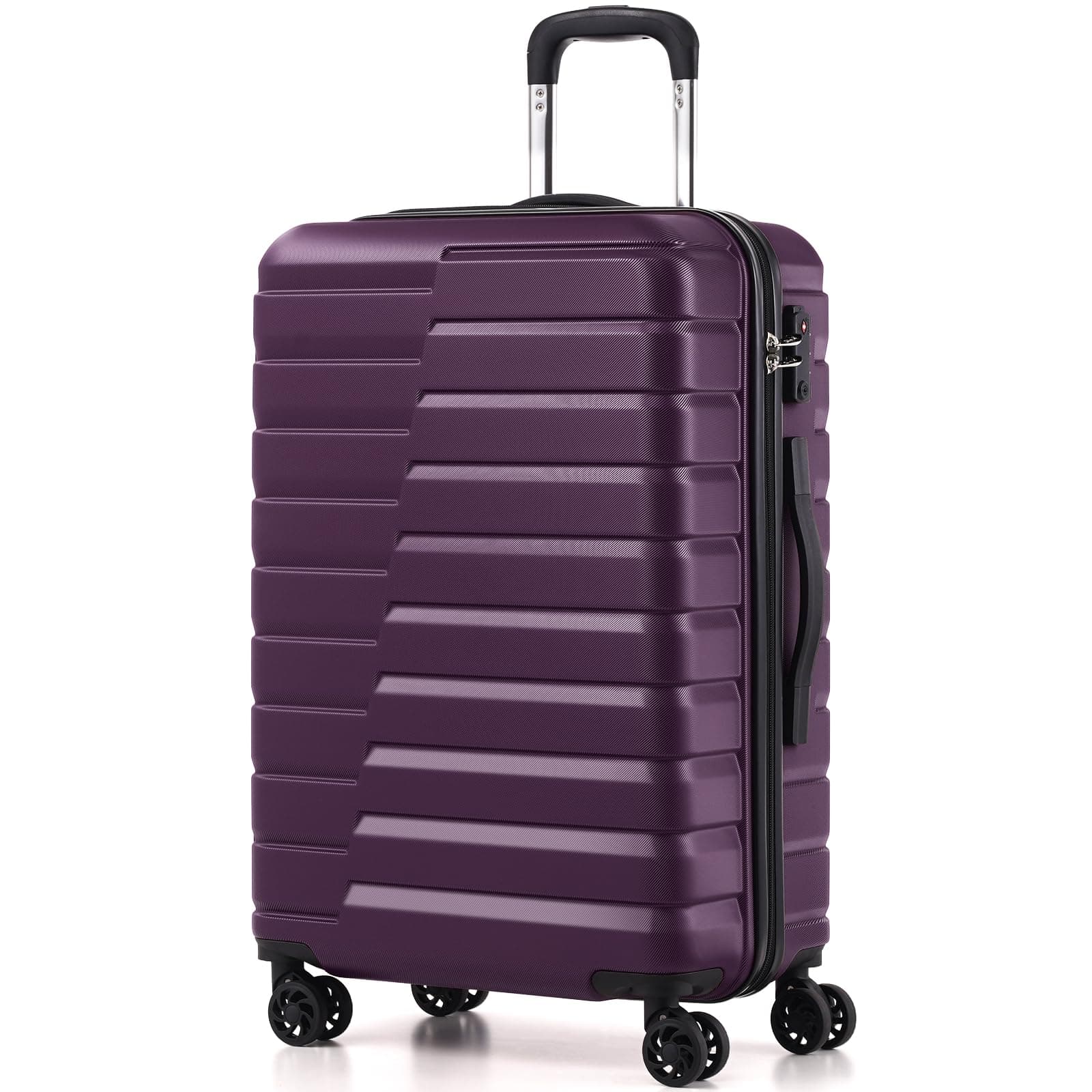 Medium Luggage Hardside Carry On with Spinner Wheels TSA Lock Telescopic Handle 24inch-Purple