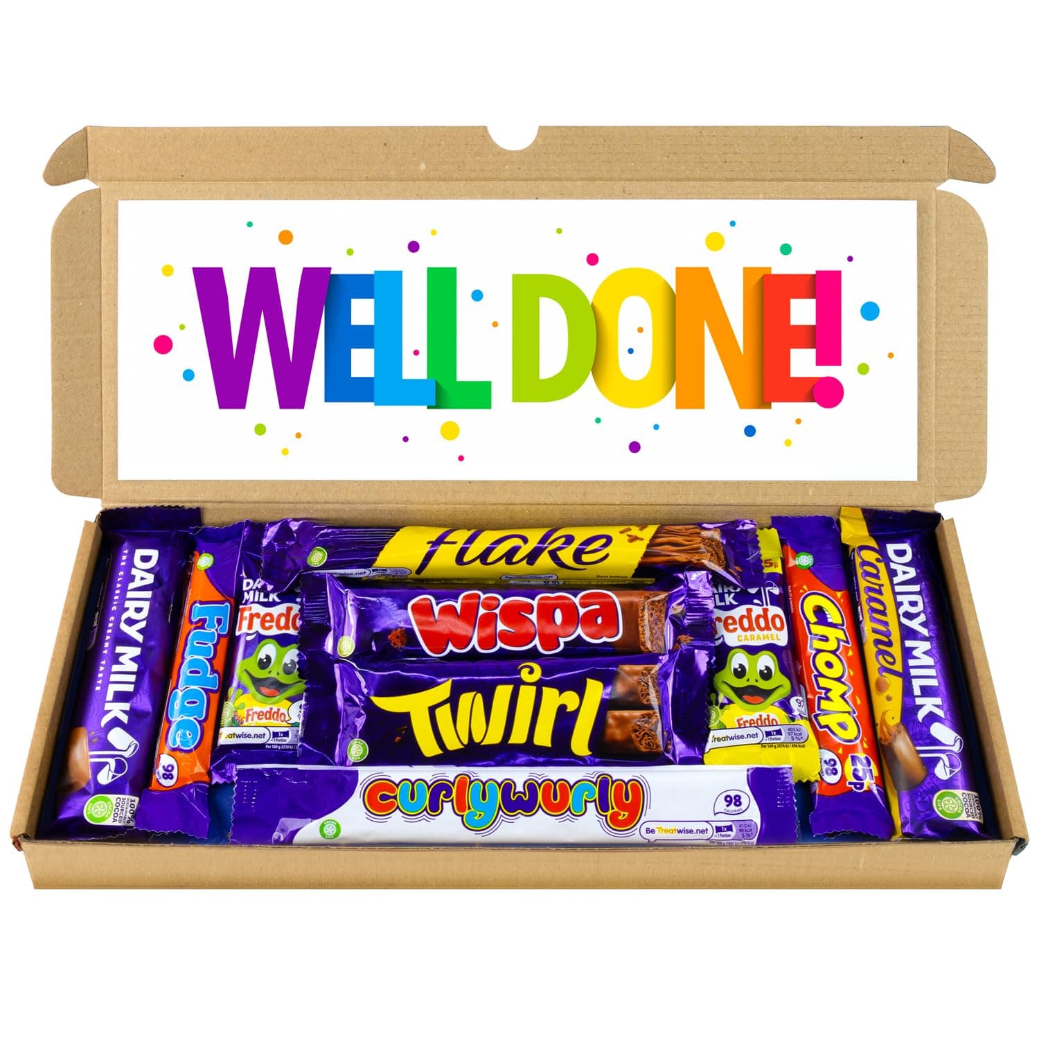 – Well Done Selection Box Chocolate Hamper | Letter Box Gift | 10 Fullsize Dairy Milk Chocolate bars | Ideal Graduation Gifts For Women, Men, Kids