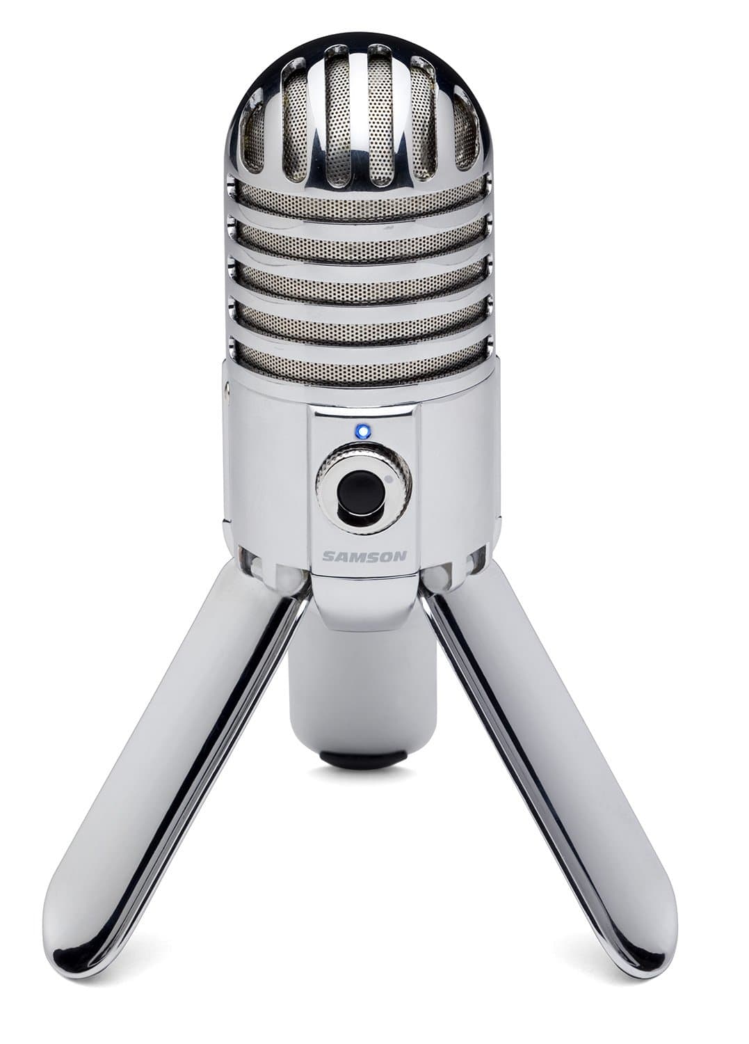 Samson Meteor Mic - Portable USB Studio Quality Condenser Microphone - High Performance, General Purpose/Podcast/Gaming/Music Recording Microphone, 16-bit, 44.1/48kHz resolution, Silver Chrome
