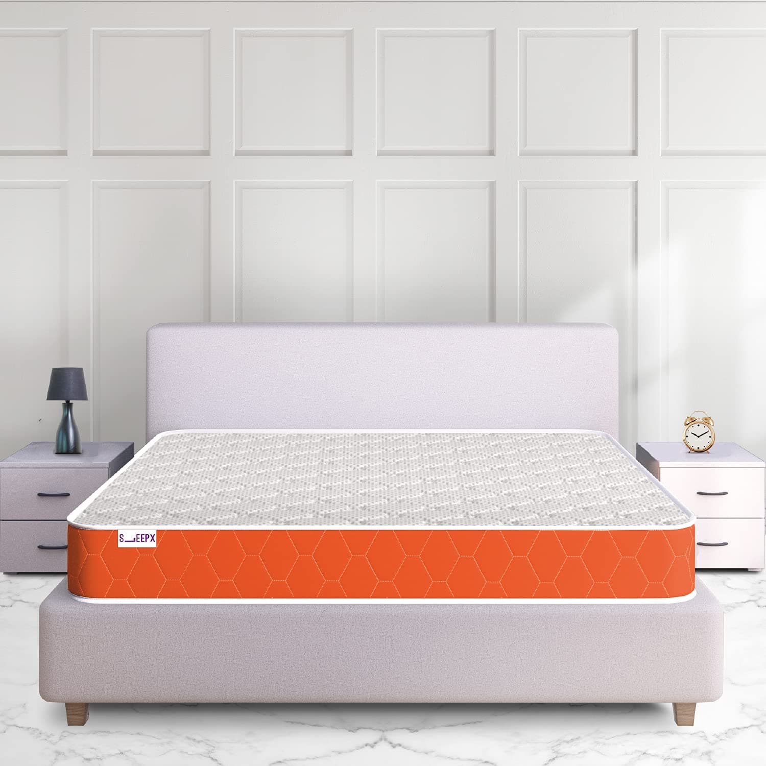 SleepX Dual Plus 8 Inch Double Bed Size, Memory Foam Mattress - Medium Soft & Hard (Red, 75x48x8)