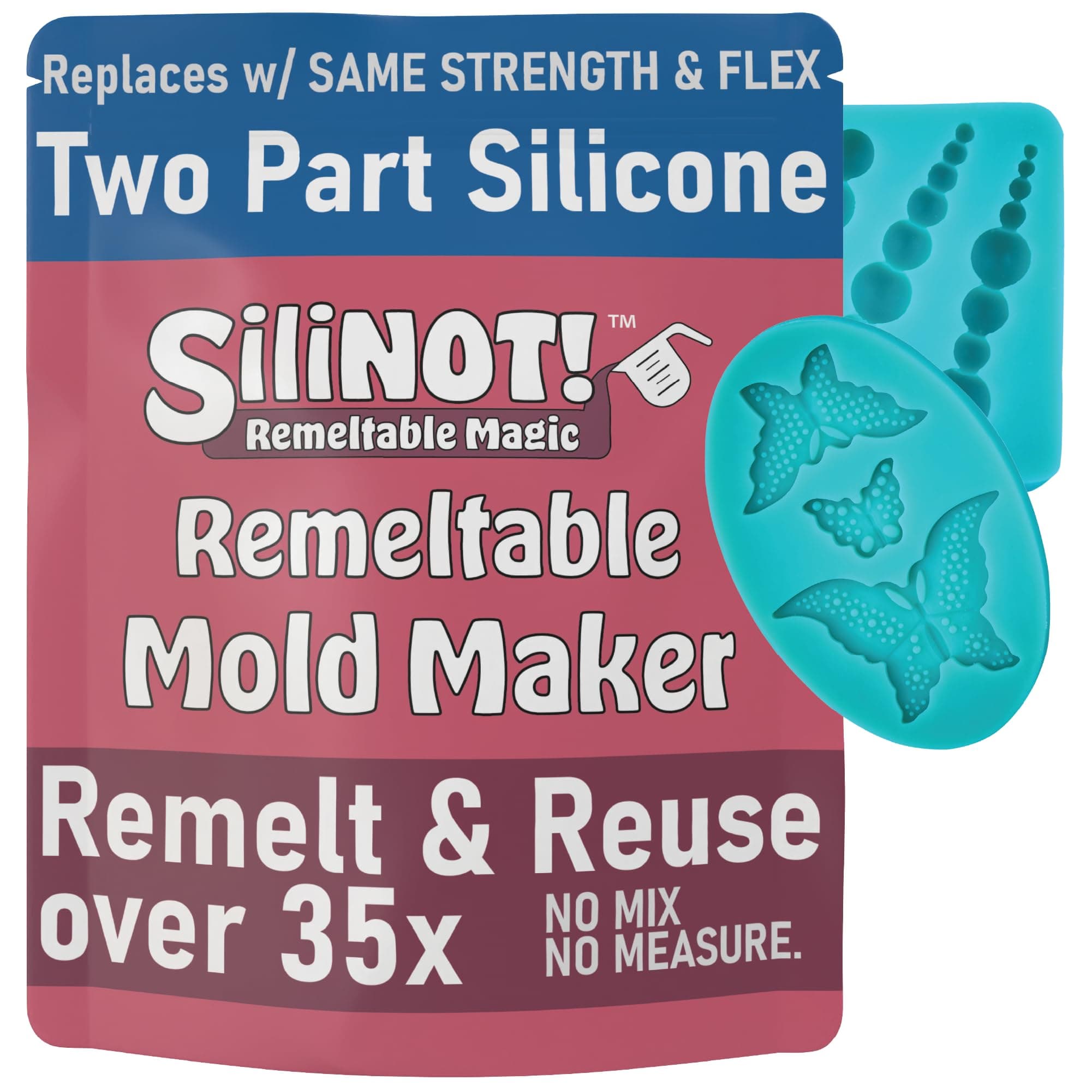 Remeltable Silicone Mold Making Kit 16oz. - Easier Than Silicone Mold Maker. Reuse 35x, No Mix, Non-Toxic, Food-Contact Safe for Plaster, Resin, Epoxy, Chocolate, Wax & Soap Mold