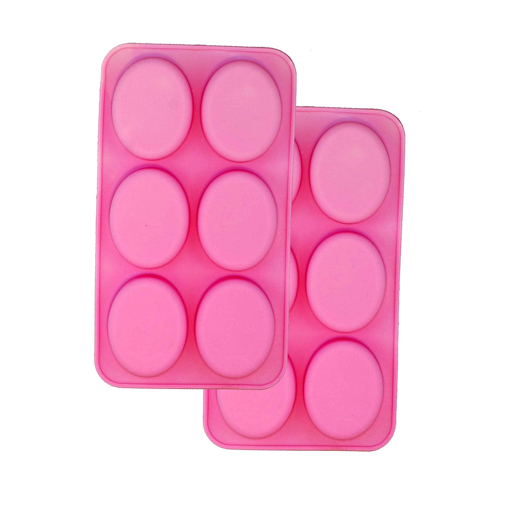 Oval Silicone Soap Mold 2 Pack – 6 Cavity Large Soap Molds for Homemade Soap, Chocolate, Cake, Ice, Candy, DIY Bath Bomb & Craft Mold (Flexible Nonstick, Easy Release)