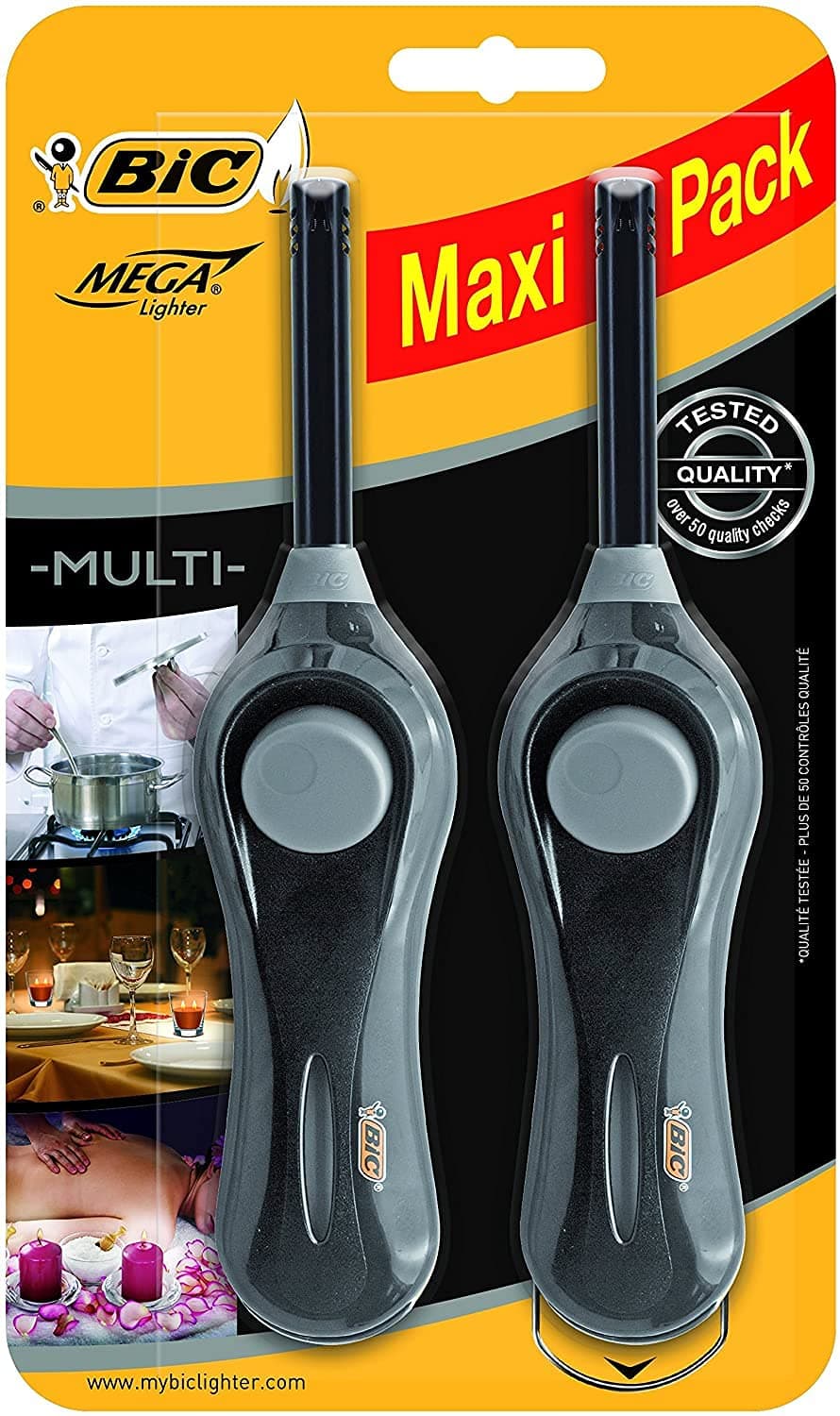 MegaLighter Multipurpose Lighters, Black, Pack of 2