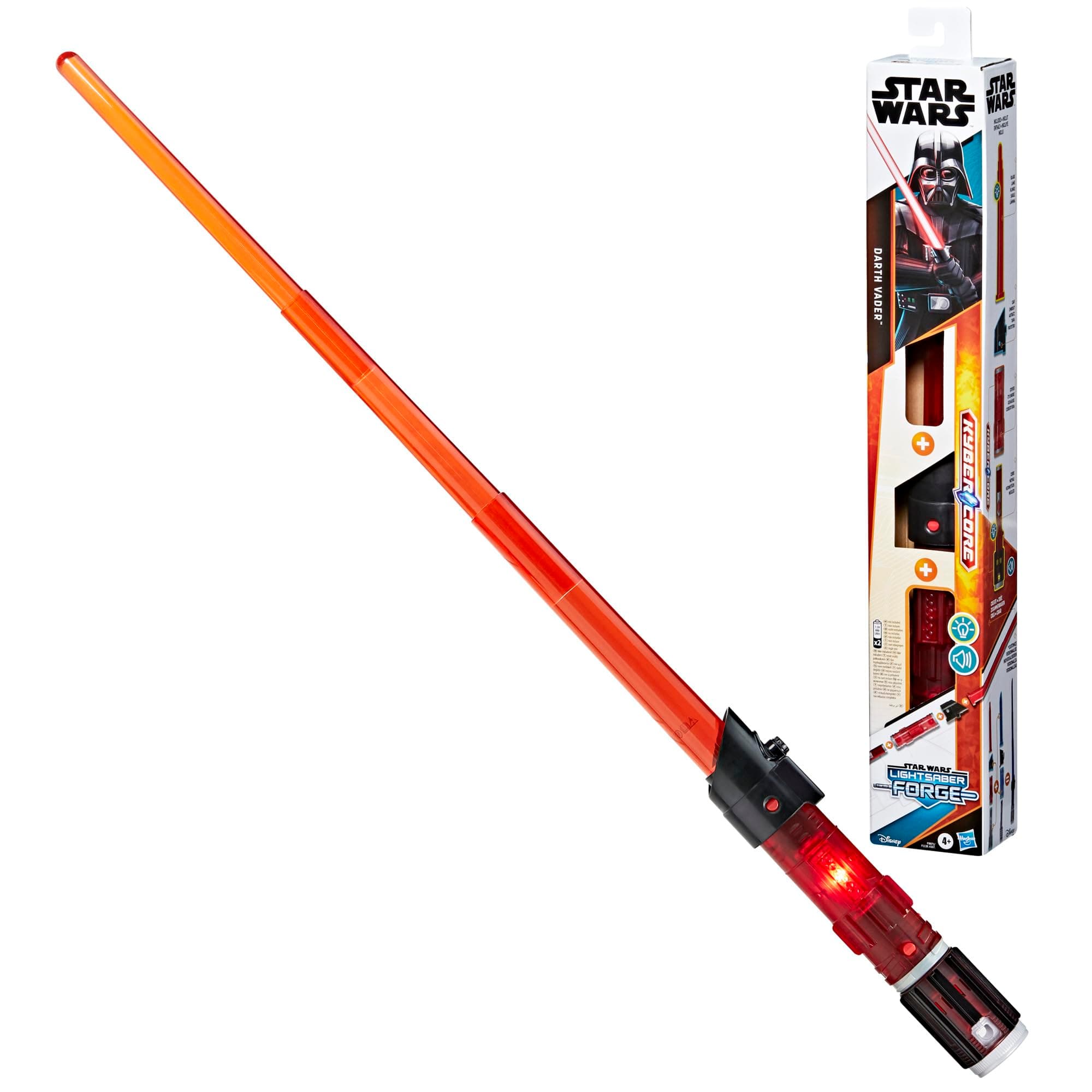 Lightsaber Forge Kyber Core Darth Vader, Officially Licensed Red Customizable Electronic Lightsaber, Toys for 4 Year Old Boys and Girls