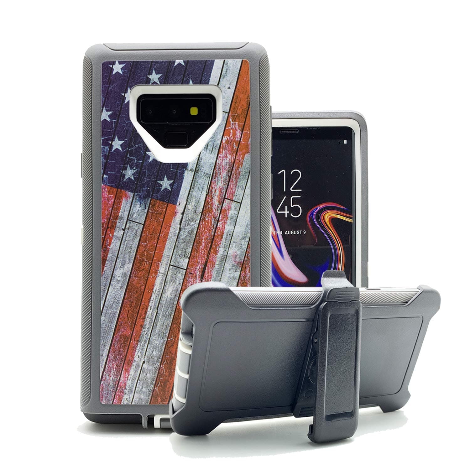 Galaxy Note 9 Cases, Harsel Heavy Duty Defender Camouflage High Impact Resistant Shockproof Rugged Military Grade Durable Protective Case Cover with Belt Clip for Samsung Galaxy Note 9 (American Flag)