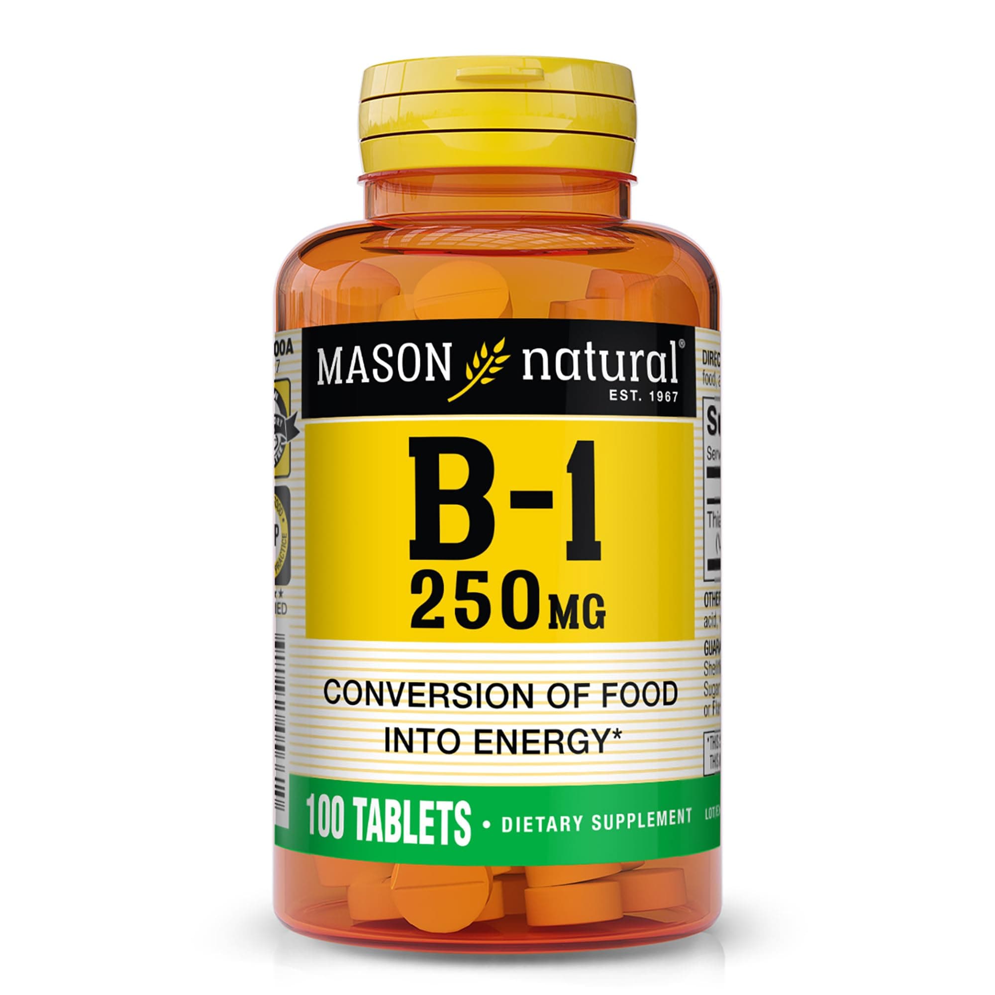 Natural Vitamin B-1,250 mg, 100 Tablets