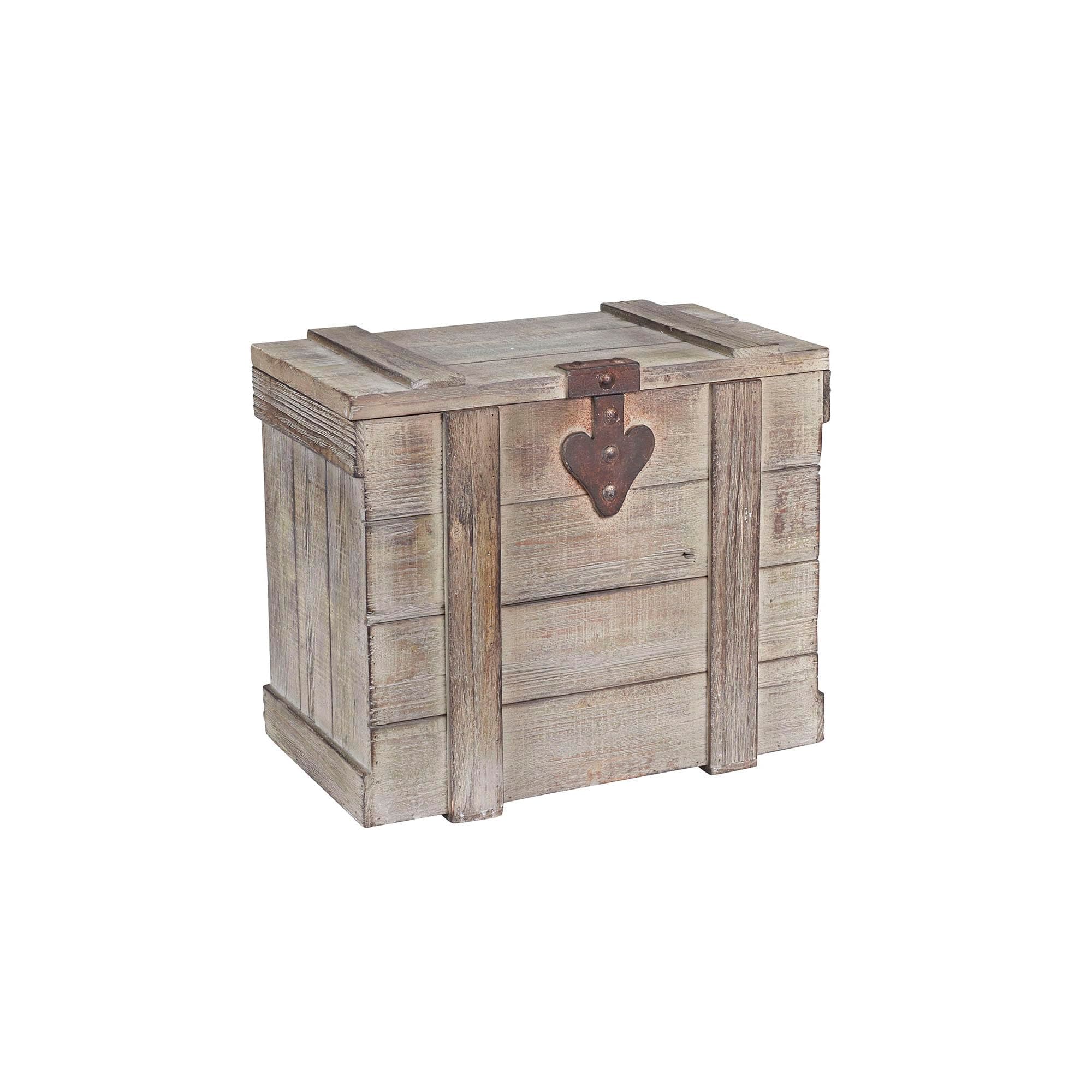 Household Essentials Decorative Trunk, Victorian Style, Aged-Wood Finish and Metal Accents, with Fully Opening Lid and Ring Handles