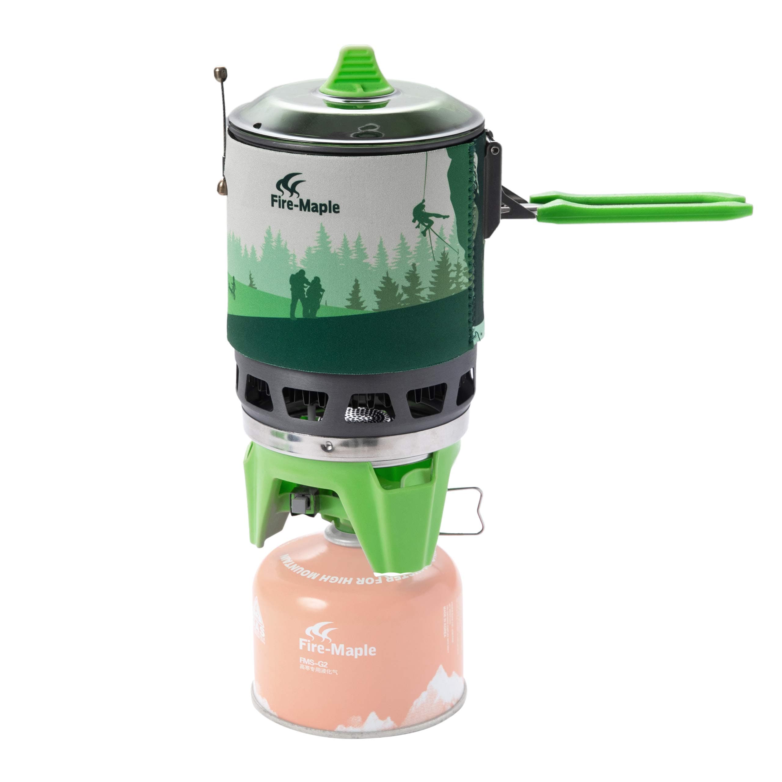 "Fixed-Star 3" Solo Cooking System Stove w/ Electric ignition, Pot Support & Propane / Butane Canister Stand | Jet Burner/Pot System for Backpacking, Camping, Hiking, or Emergency Use