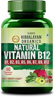Vlado's Himalayan Organics Plant Based Vitamin B12 Supplement- with Vitamin B1,B2,B3,B5,B6,B7,B9,Moringa | 100% Natural | Support Nerve Health & Brain Function I Energy Production, Energy, Maximize Absorption, Boost Metabolism I Active form of Vitamin B12 For Men & Women - 60 Vegetarian Capsules