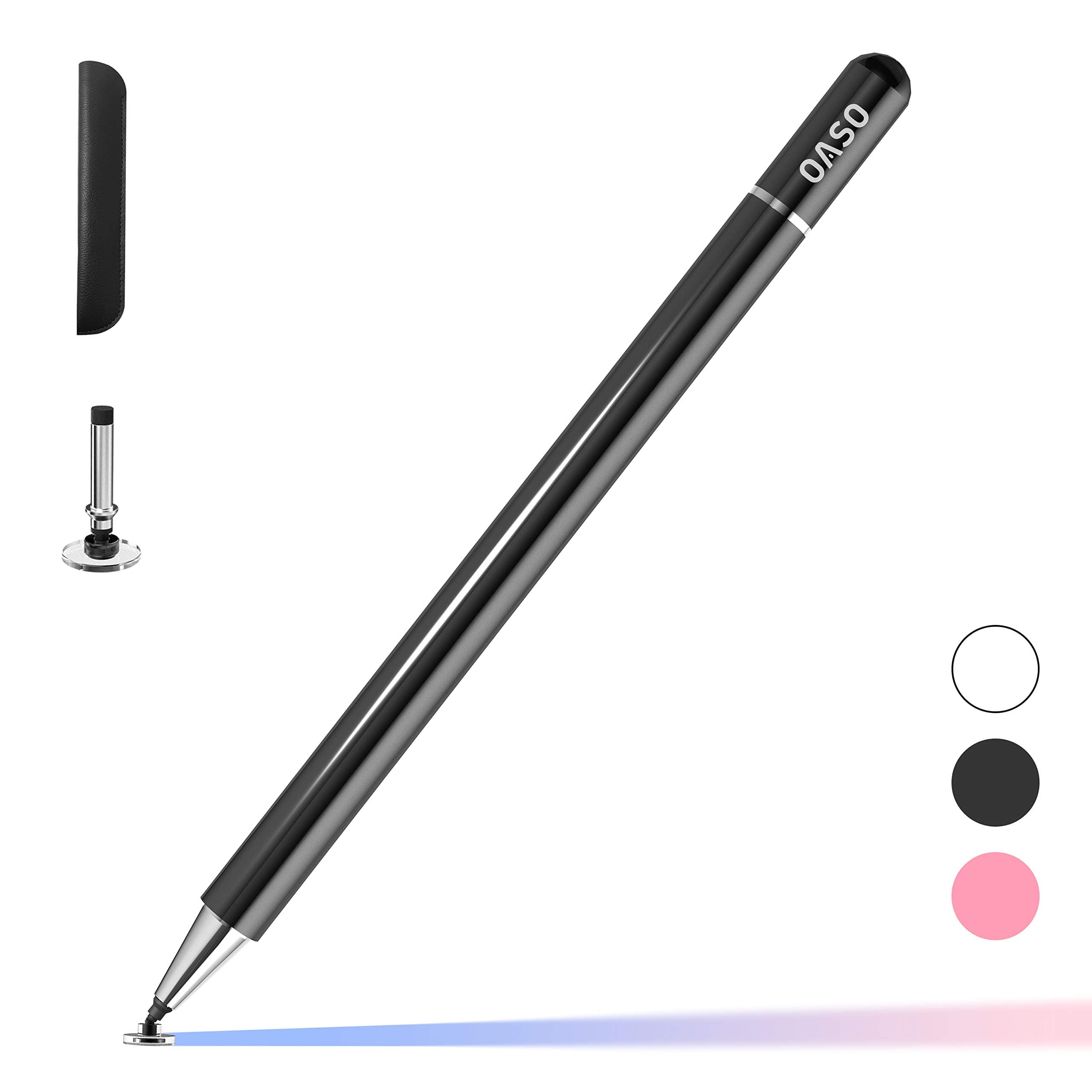Stylus for Tablet, Capacitive Disc Tip Pencil & Magnetic Cap Compatible with All Touch Screens, Pens for iPad pro/5/6/7/8th/iPhone, Samsung Galaxy Tab A7/S7, Chromebook, Touch Pad (Black)