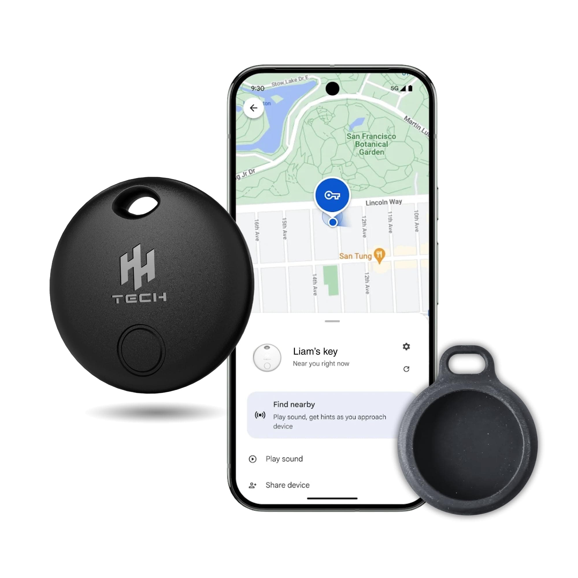 HH-Tech Bluetooth Smart Tag (1 Tag +1 Protector) For Android Devices Compatible with Google Find Hub, Smart Tracker, Item Finder, Easily Track Your Wallet, Bag, Suitcase, and More (Android ONLY)