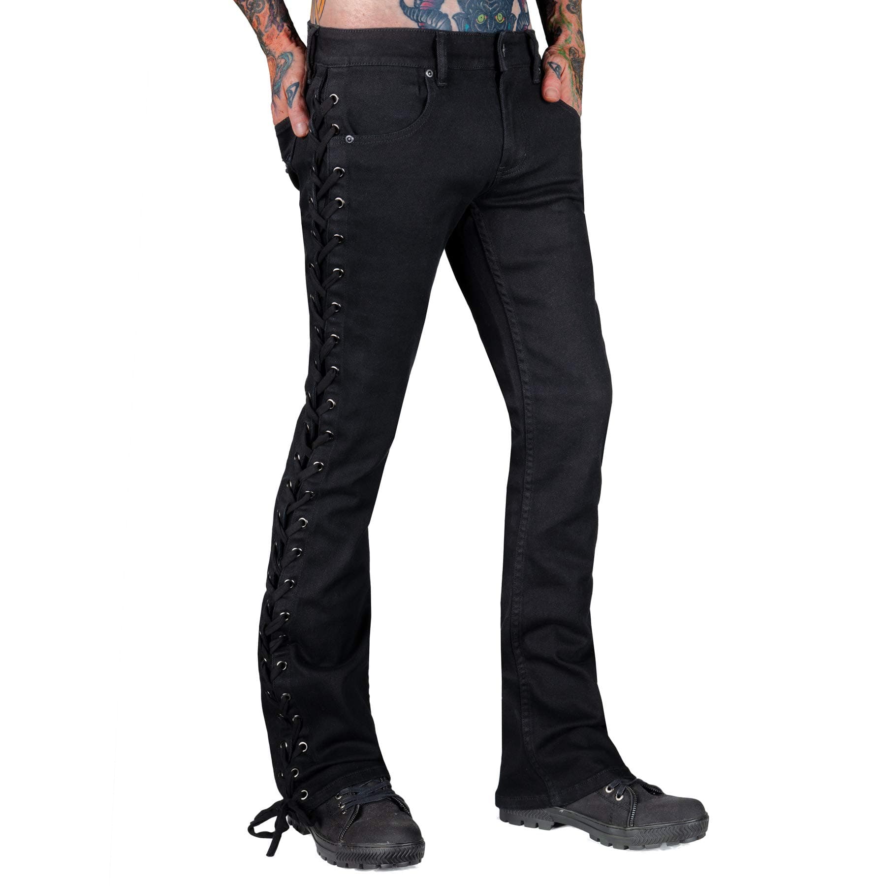Wornstar Hellraiser Side Laced Jeans - Black