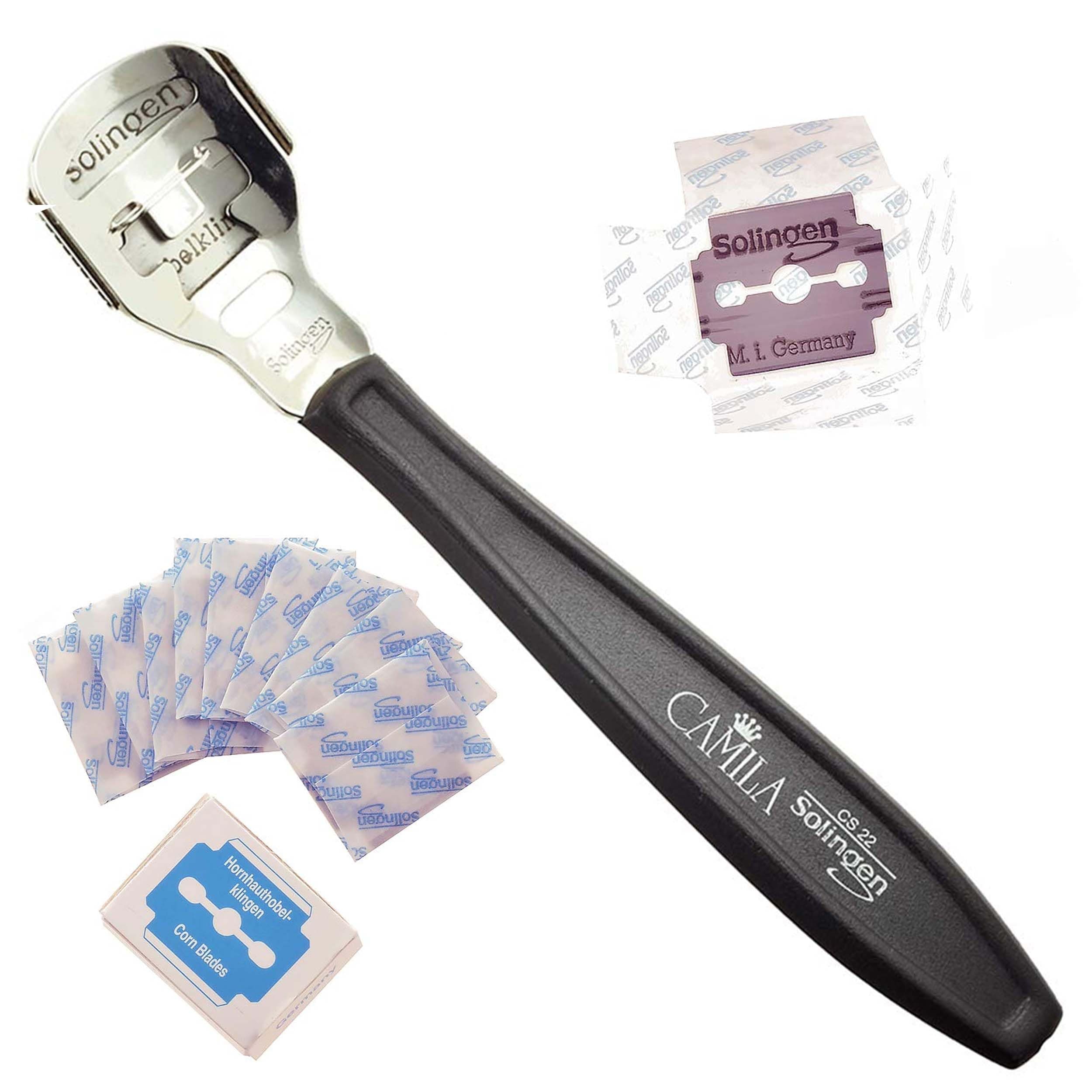 CS22 5 1/2" Corn Plane Foot Callus Remover, Hard Skin Heel Shaver Pedicure Cutter Kit for Feet and CS23 /10 Spare Blades, Pedicure Tools for Healthy Foot Care Made in Solingen Germany