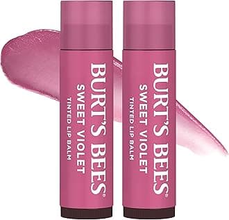 Burt's Bees Lip Tint Balm with Long Lasting 2 in 1 Duo Tinted Balm Formula, Color Infused with Deeply Hydrating Shea Butter for a Natural Looking Buildable Finish, Sweet Violet (2-Pack)