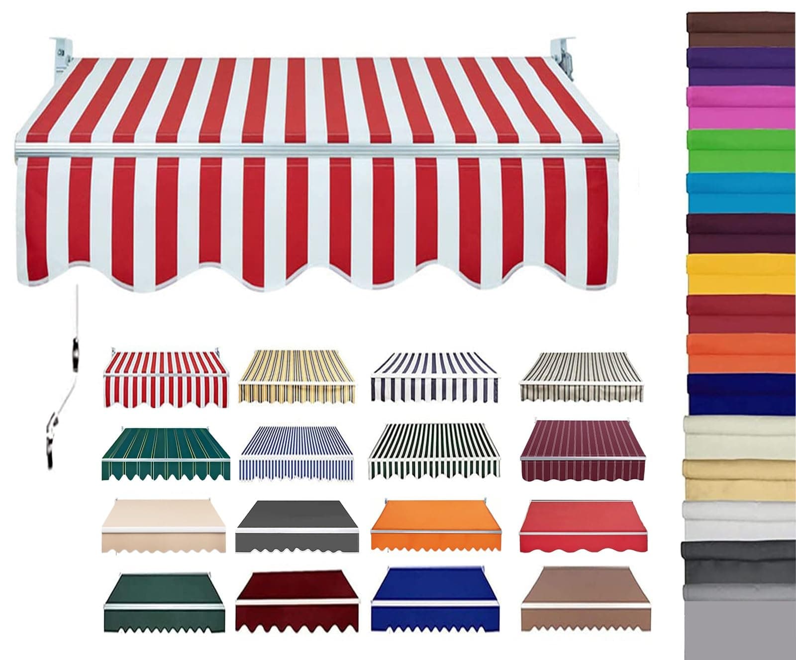 Retractable Patio Awning Replacement Fabric (Without Frame) Waterproof Shade Sun Shade Awning Cover Outdoor Patio Canopy Sunsetter Deck Awnings Polyester(D,(8x7ft) 2.5x2.1m)