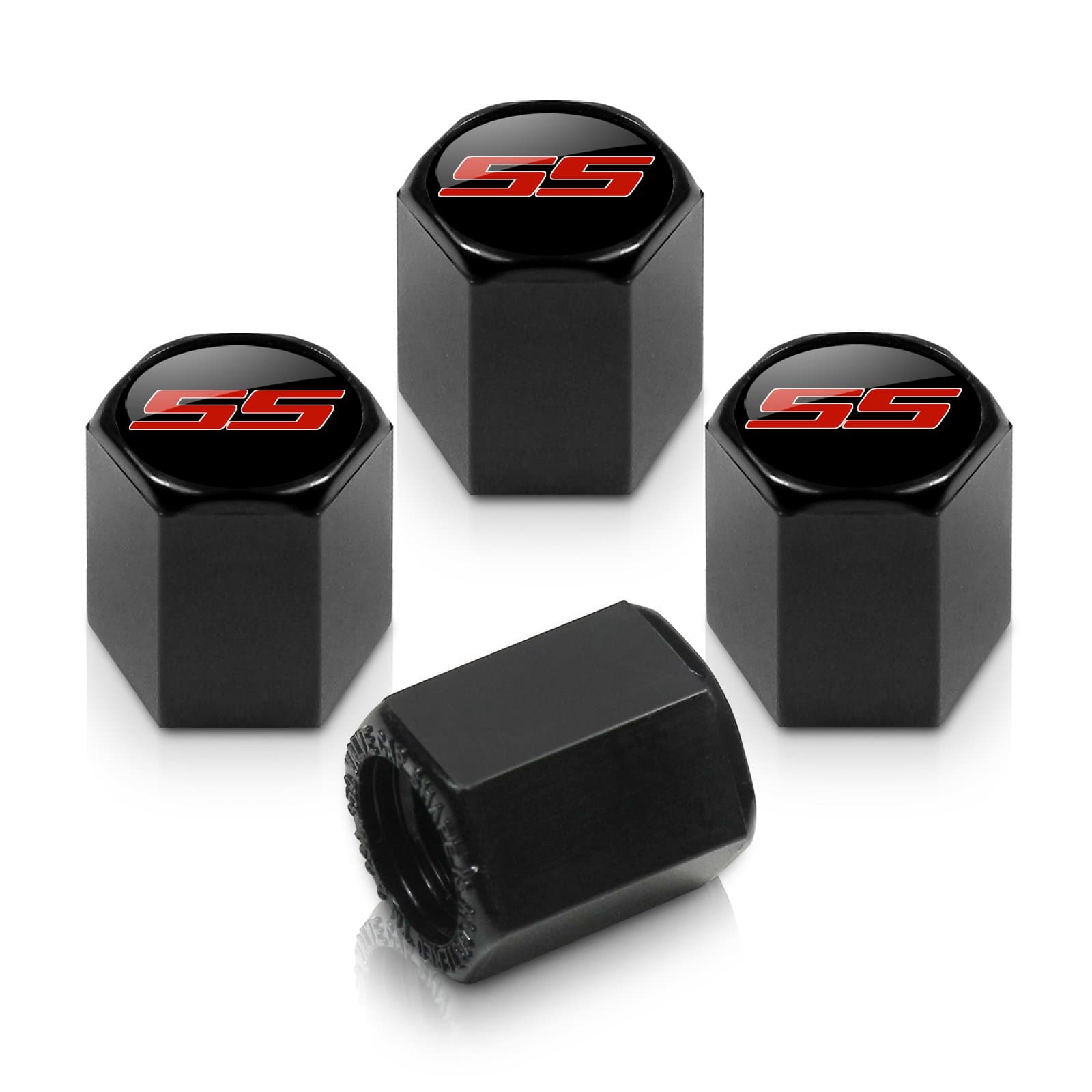 Camaro SS Logo Black Tire Stem Valve Caps