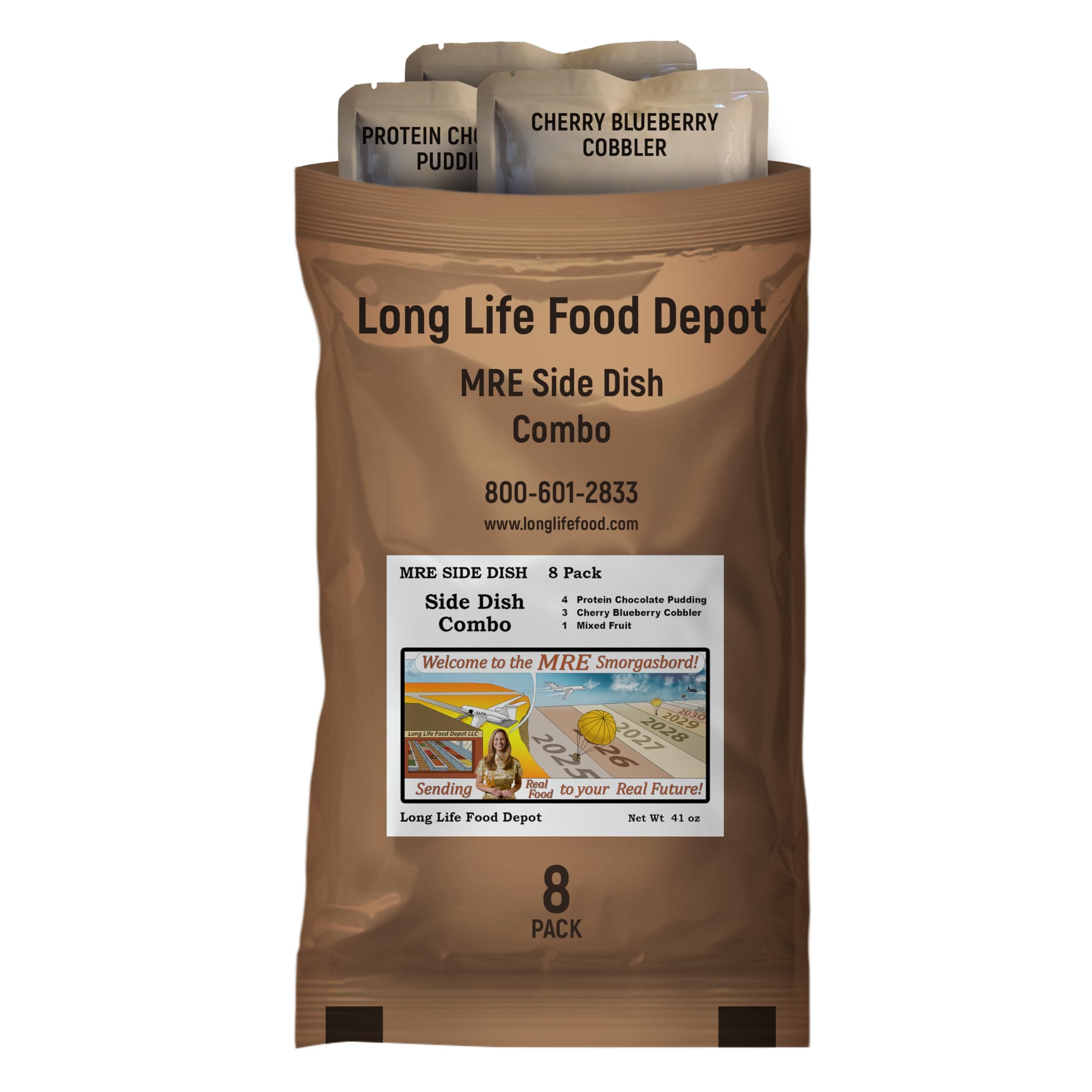 MRE Side Dish Combo (8-Pack) – Long Shelf Life – 2024+ Production Dates by Long Life Food Depot – Meals Ready to Eat - Combo 1